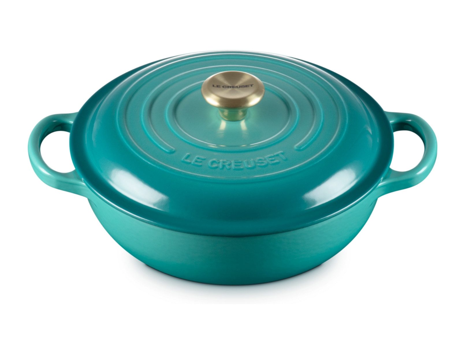 LE CREUSET Bräter Stew Pot Signature rund bleu riviera 22cm, Emailliertes Gusseisen