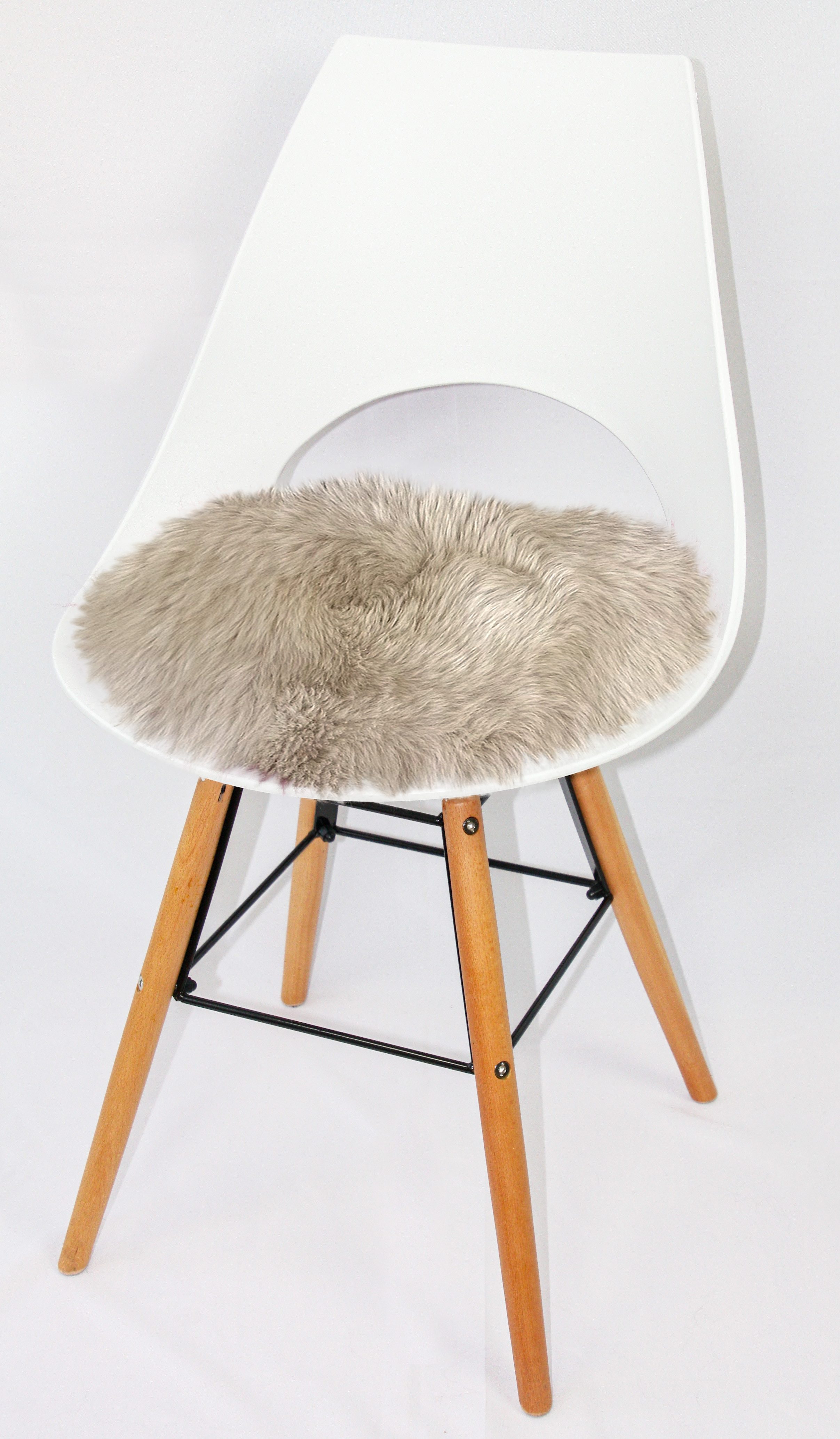 Heitmann Felle Stuhlkissen Lamm, Sitzauflage rund, Ø 45 cm, echtes Lammfell, waschbar, auch als 2er oder 4er Set