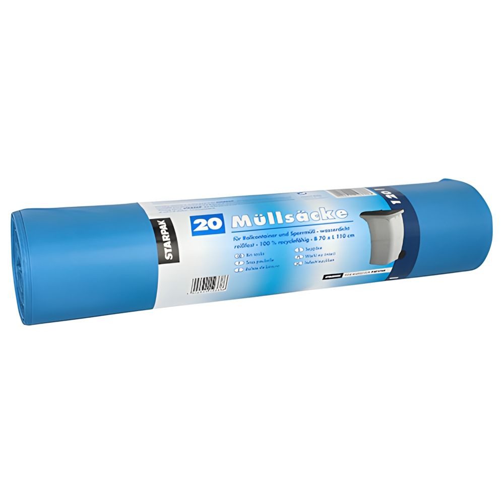PAPSTAR Müllbeutel Müllsäcke, LDPE 120 l 110 cm x 70 cm blau 43 my 20 Stk