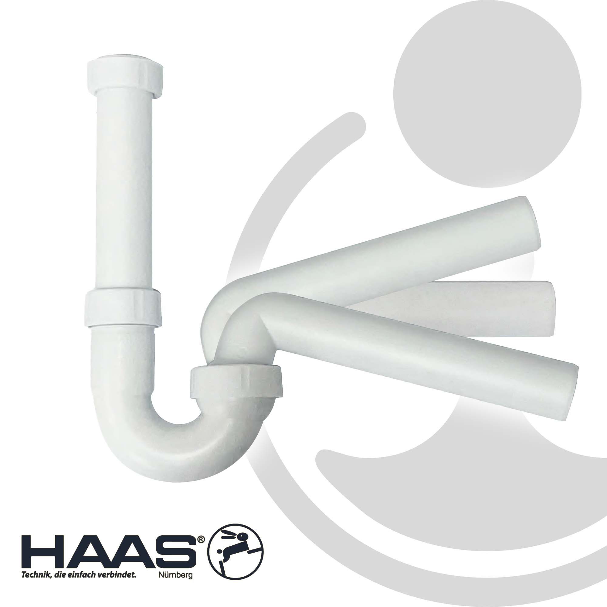 HAAS Siphon Waschtisch (1 1/4) - Spültischsiphon (1 1/2), DN 40/50 mit Kugelgelenk