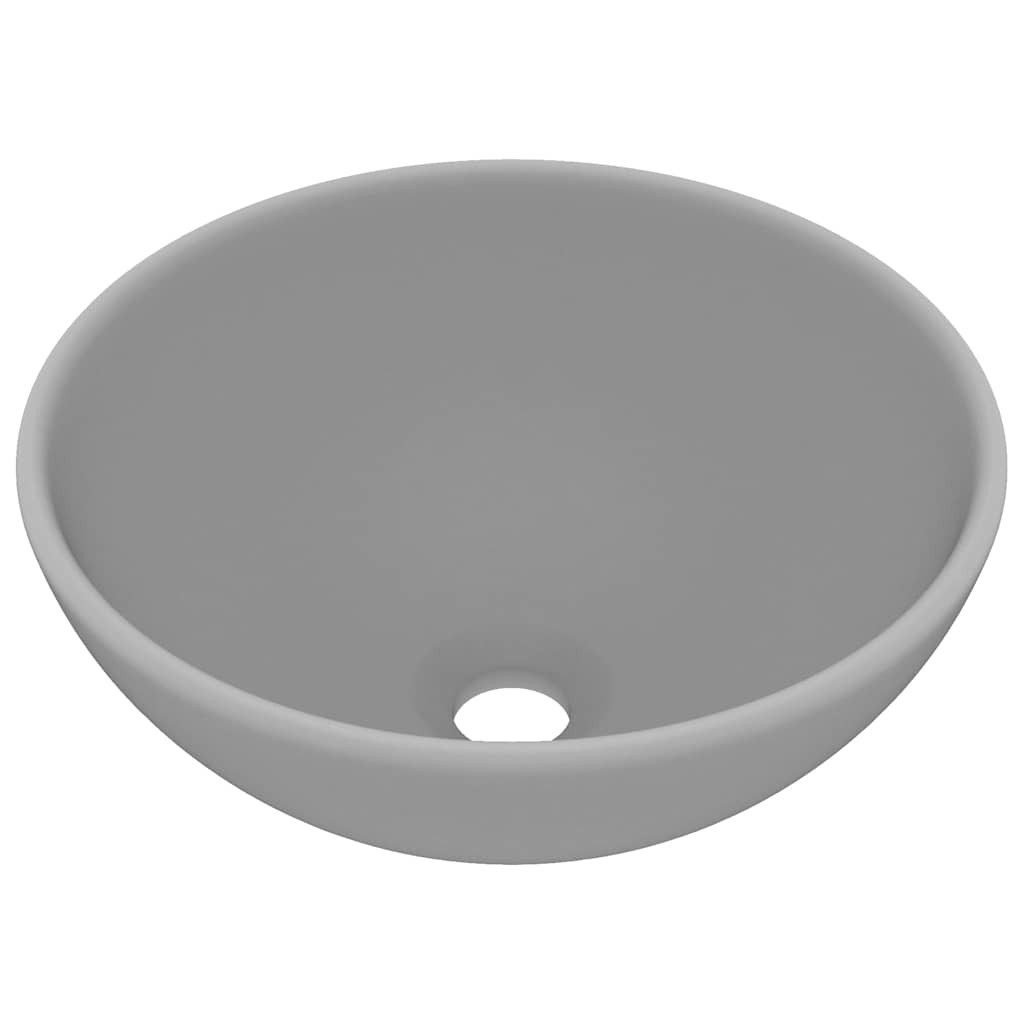 vidaXL Waschbecken Luxus-Waschbecken Rund Matt Hellgrau 32,5x14 cm Keramik