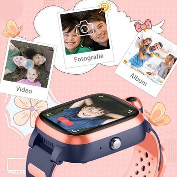 fitonyo Smartwatch (1,4 Zoll), mit GPS und Telefon Kinder mit WiFi, Videoanruf Kamera SOS, Schulmodus