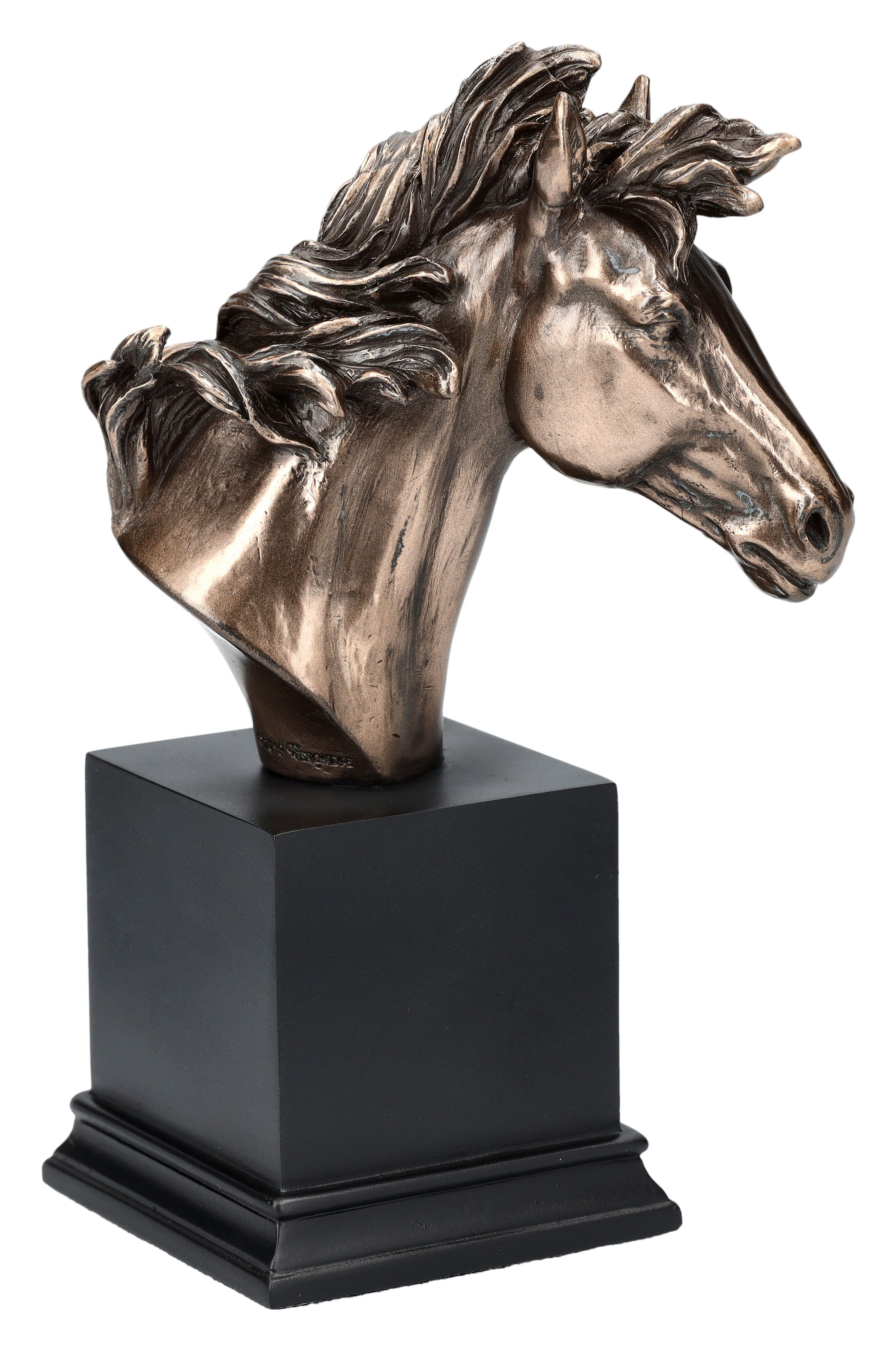 Figuren Shop GmbH Dekofigur Pferdekopf Büste auf Monolith klein - Tierdeko günstig online kaufen