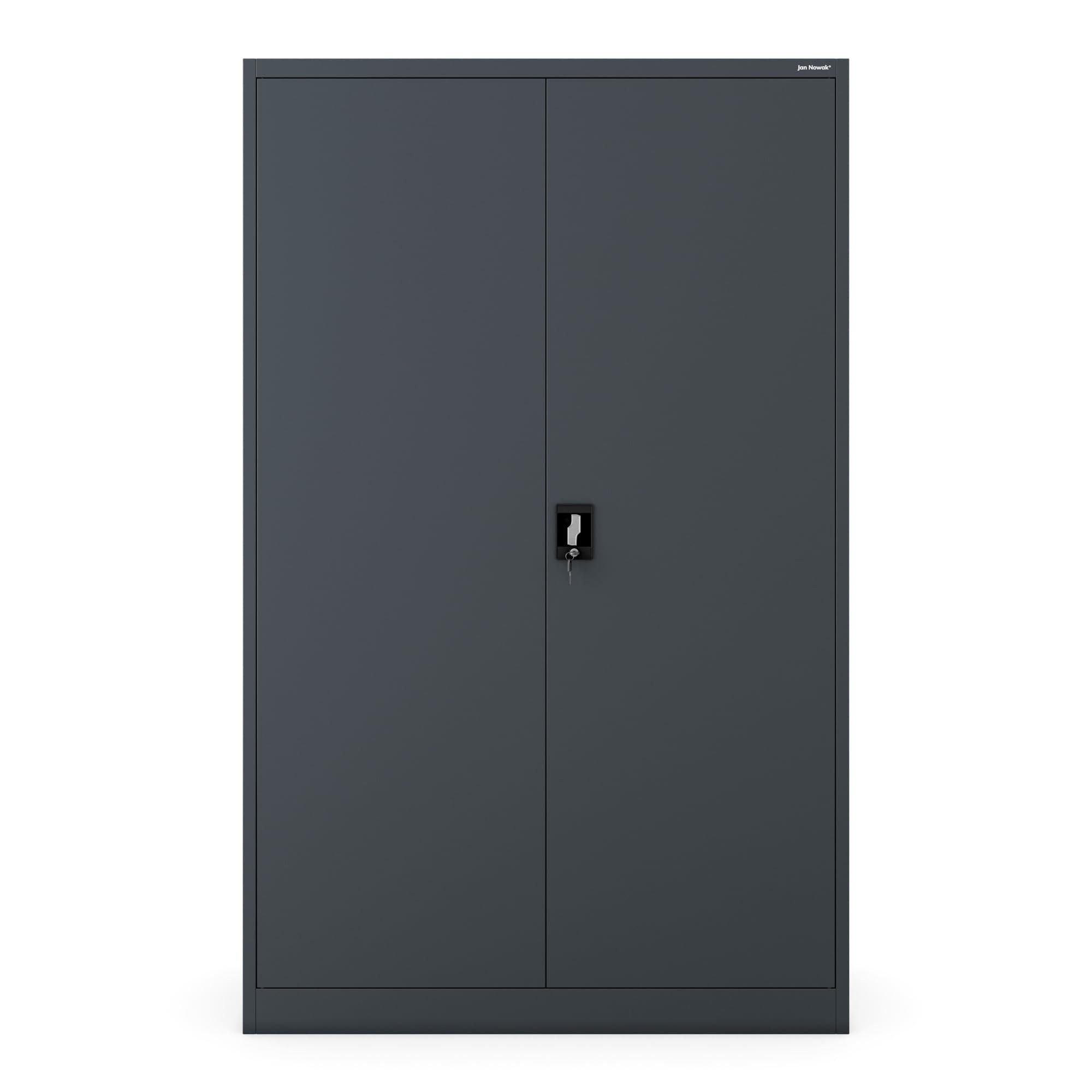 Jan Nowak Aktenschrank Metall Büroschrank abschließbar 115 cm JAN II D600 4 Böden (Stahl 0,6 mm Wandmontage möglich PZH-zertifiziert 4 Farben) Ordnerschrank 70 Ordner Schloss 2 Schlüssel Tiefe 60 cm robust