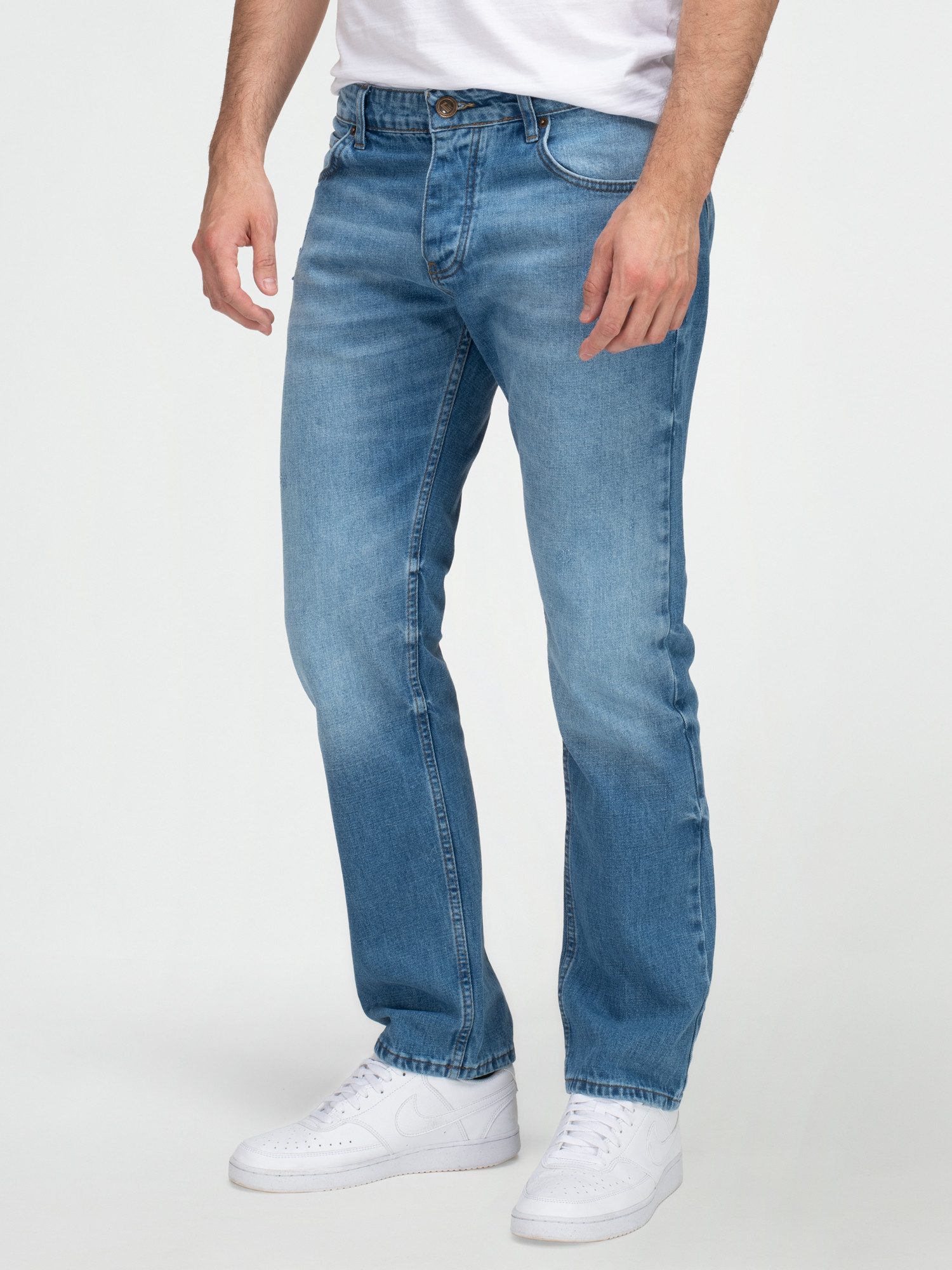 Lorenzo Loren Straight-Jeans Herren Jeans Hose Blau Stonewashed LL-4011 günstig online kaufen