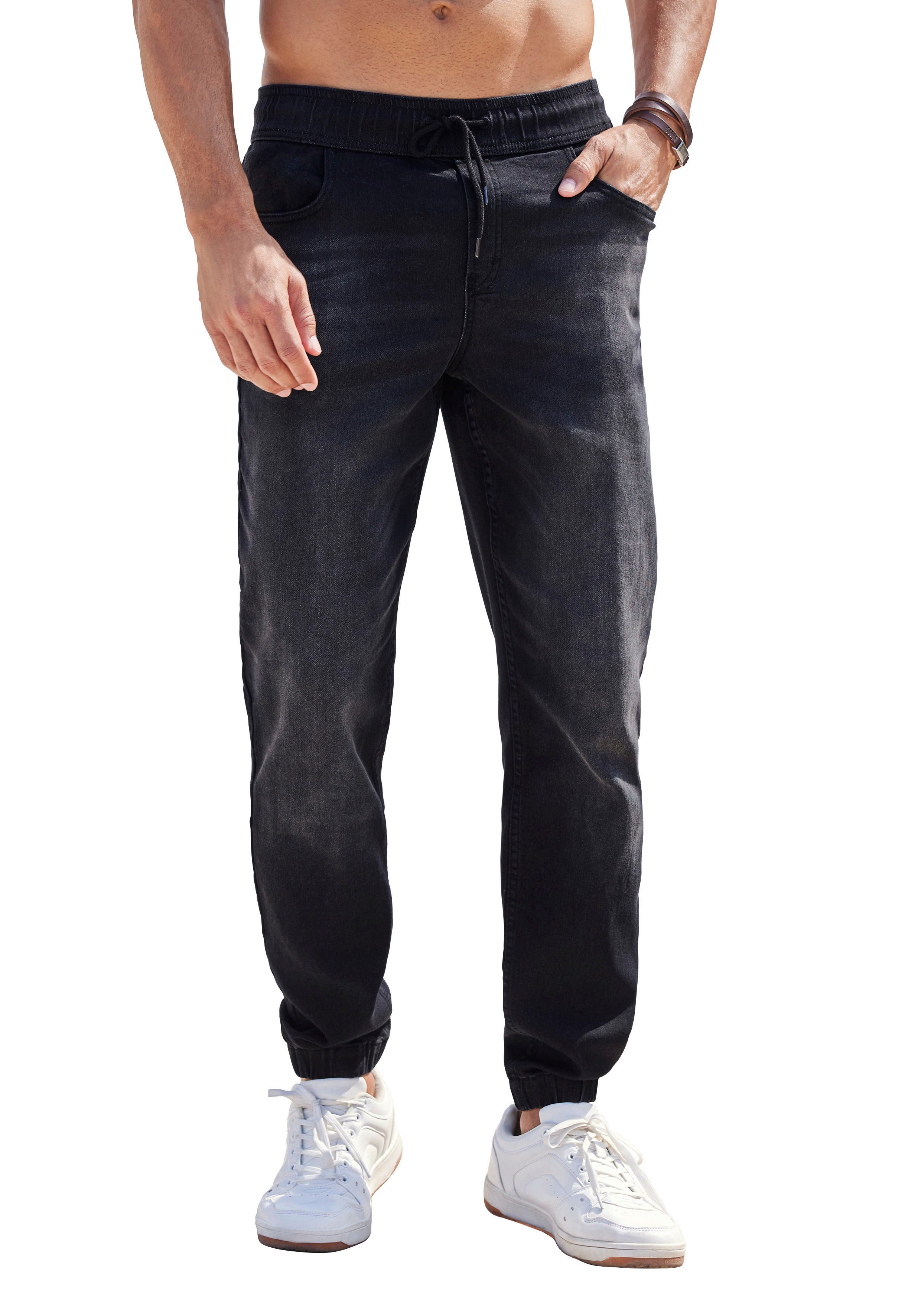 John Devin Schlupfjeans Denim Jogg Pants, Jeanshose mit Stretch, Baumwollmischung