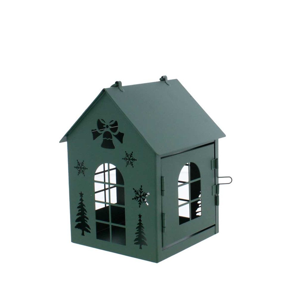 MICA Laterne Laterne Haus grün - ca. 12 x 12,5 x 16,7 cm