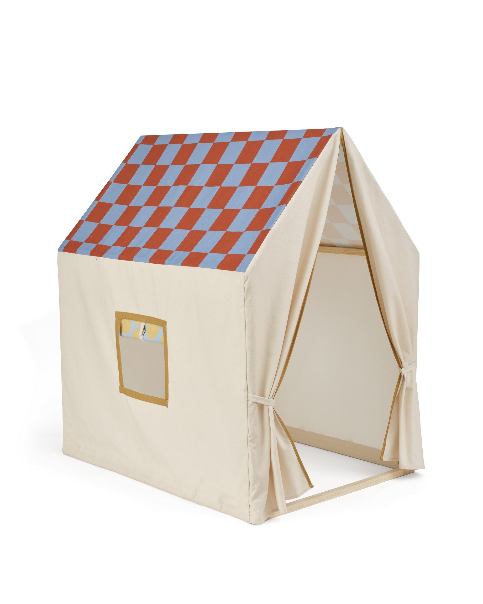 Kids Concept Spielzelt Kids Concept - Hauszelt dusty blau kariert - 110x80x124cm - 2y+