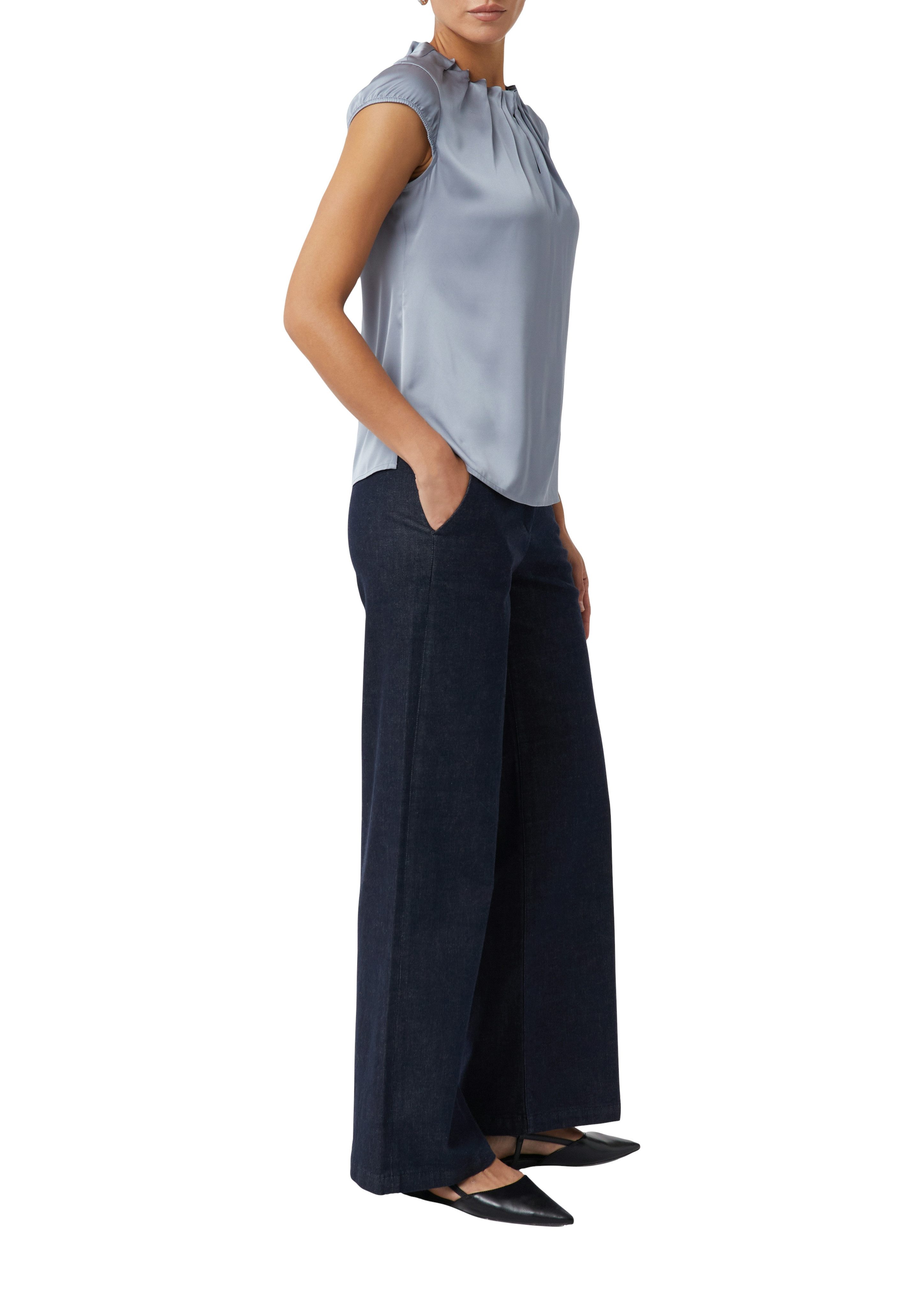 Comma Shirtbluse Satin, mit gerafftem Stehkragen günstig online kaufen