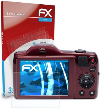 atFoliX Schutzfolie Displayschutz für Kodak PixPro FZ201, (3 Folien), Ultraklar und hartbeschichtet
