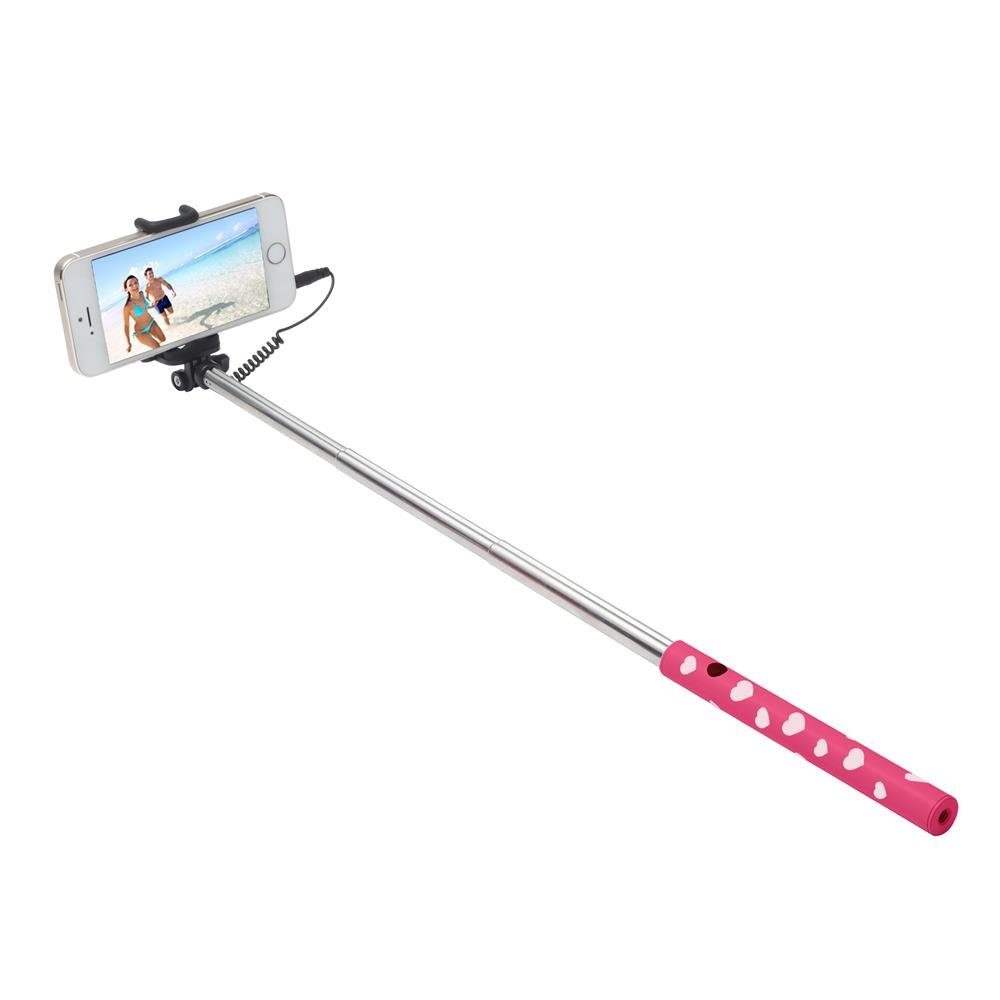 Ultron Selfie Hot Shot Selfiestick (45 cm Selfie Stick, Kamera Auslöser, Griff Herzen, Smartphone, rosa / weiß (173951)