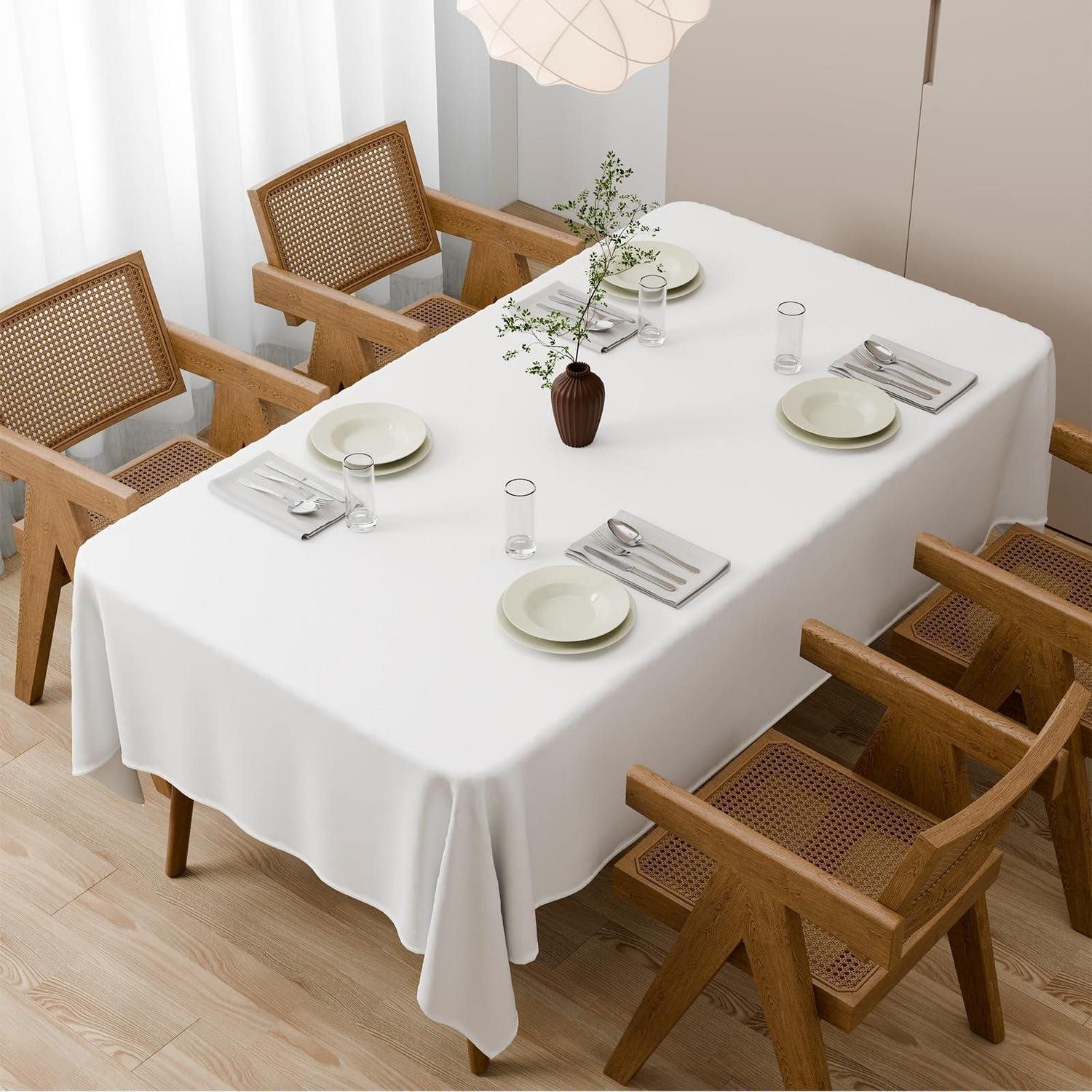 LuxusKollektion Tischdecke Tischdecke Rechteckig Weiß 100x140cm Polyester (1-tlg)