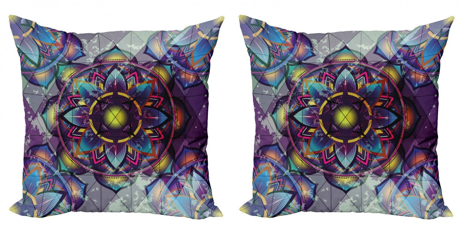 Doppelseitiger Digitaldruck, Mandala (2 Accent Futuristic Modern Abakuhaus Blatt Grunge Kissenbezüge Stück),