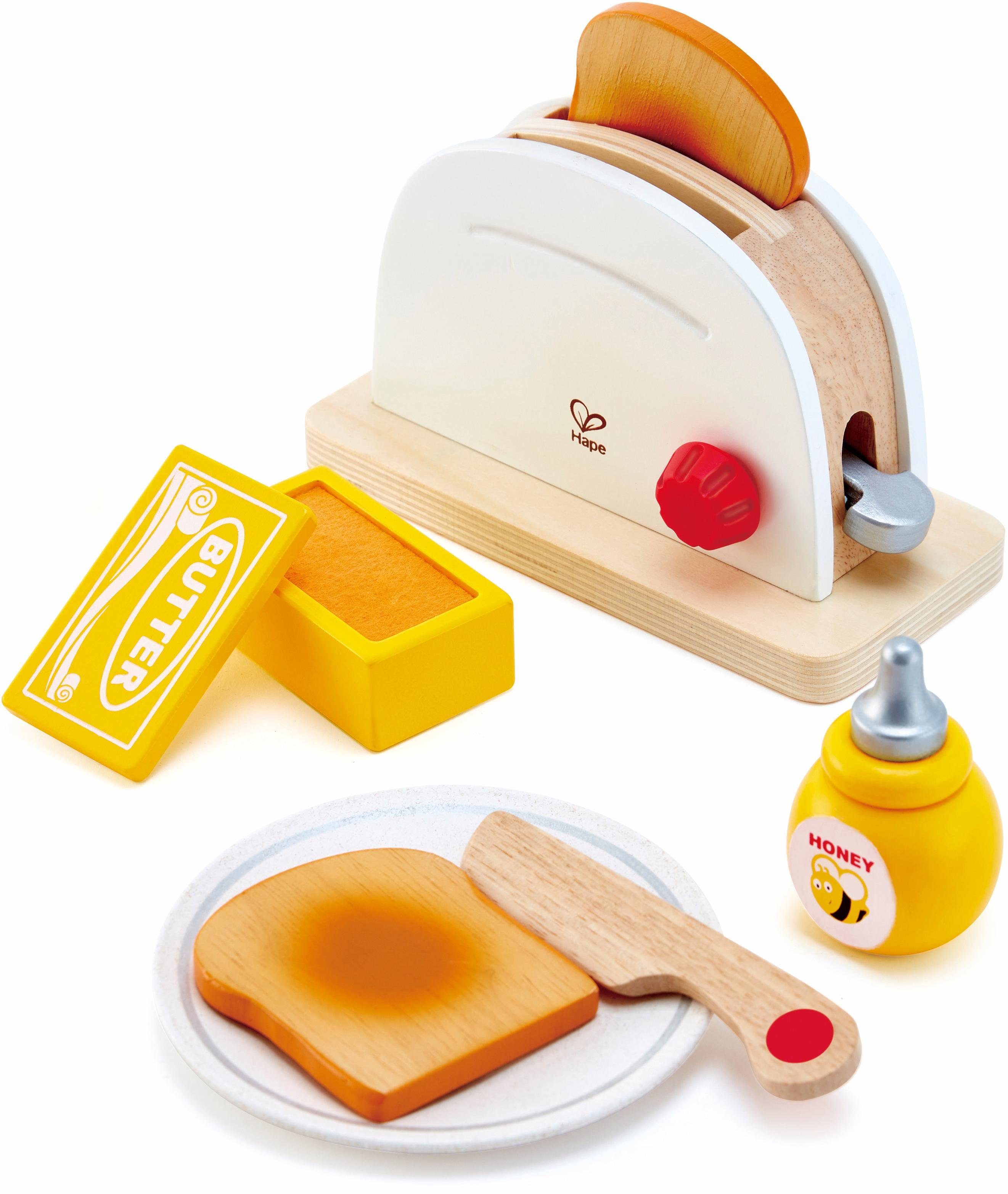 Hape Kinder-Toaster Pop-Up-Toaster-Set, 7-tlg., (Set, 7-tlg), aus Holz günstig online kaufen