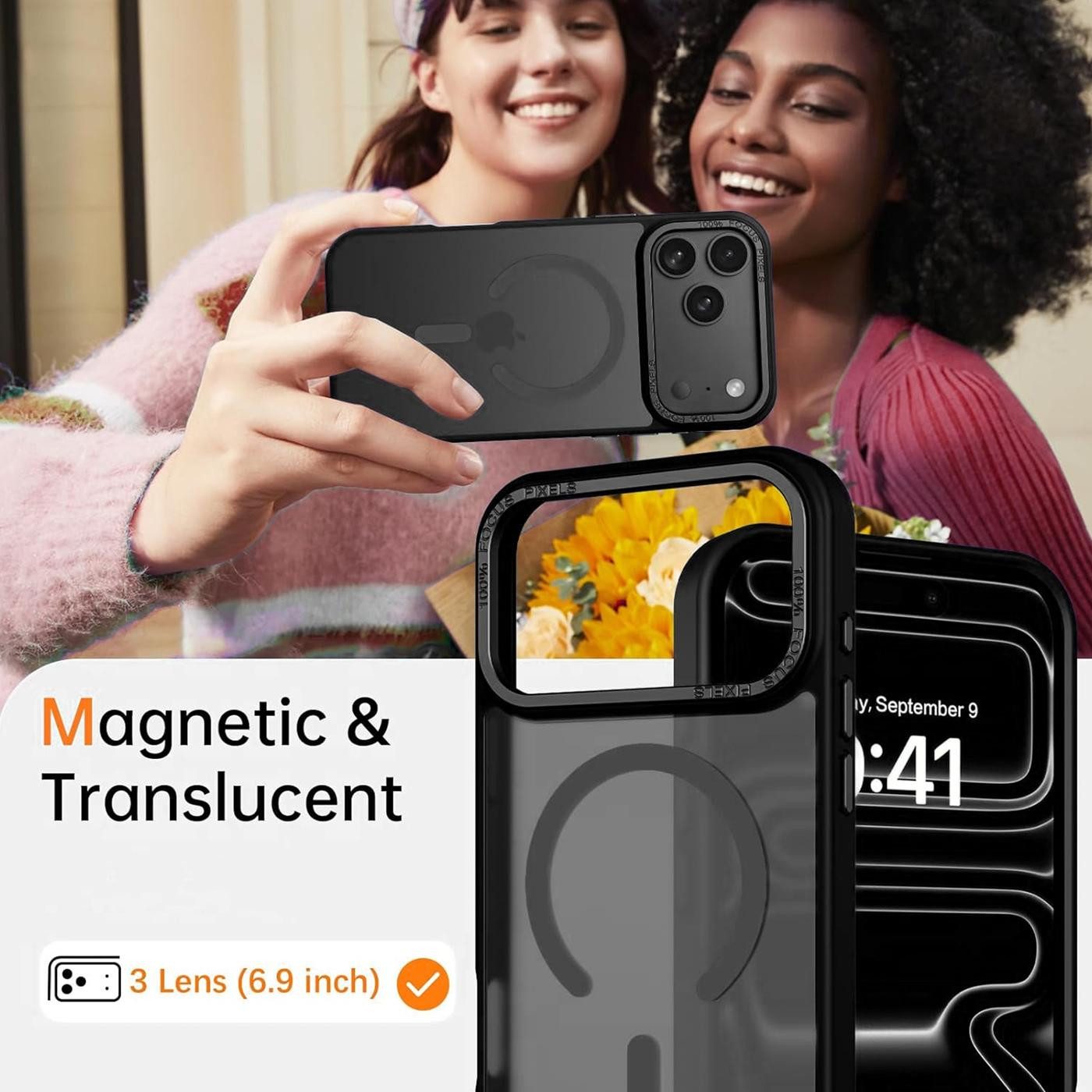 CoolGadget Handyhülle Magnet Hülle für iPhone 17 Pro Schutzhülle mit Metall Kamerarahmen 6,3 Zoll, magnetisches Schutzcase Matt Stoßfest kompatibel mit Magsafe  – Bild 5 von 5