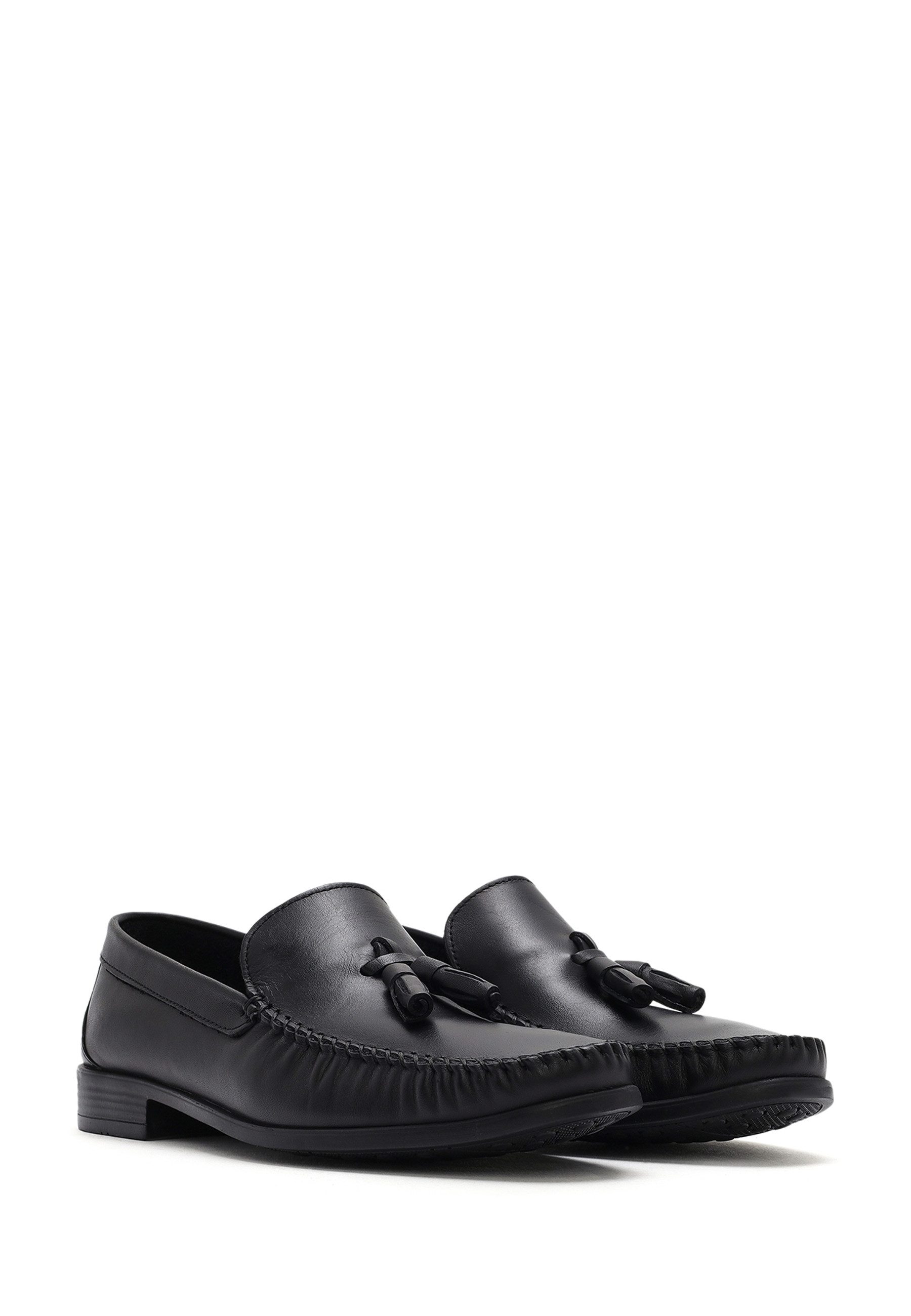 Derimod Lässige Loafer aus Leder Loafer Echtes Leder, Schlupf-Design, Quastenverzierung, Gummi-Laufsohle