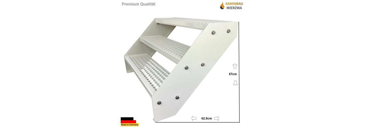 Kaminbau Mierzwa Außentreppe »Premium Treppe Weiß Komplett«, für Geschosshöhen bis 57,00 cm