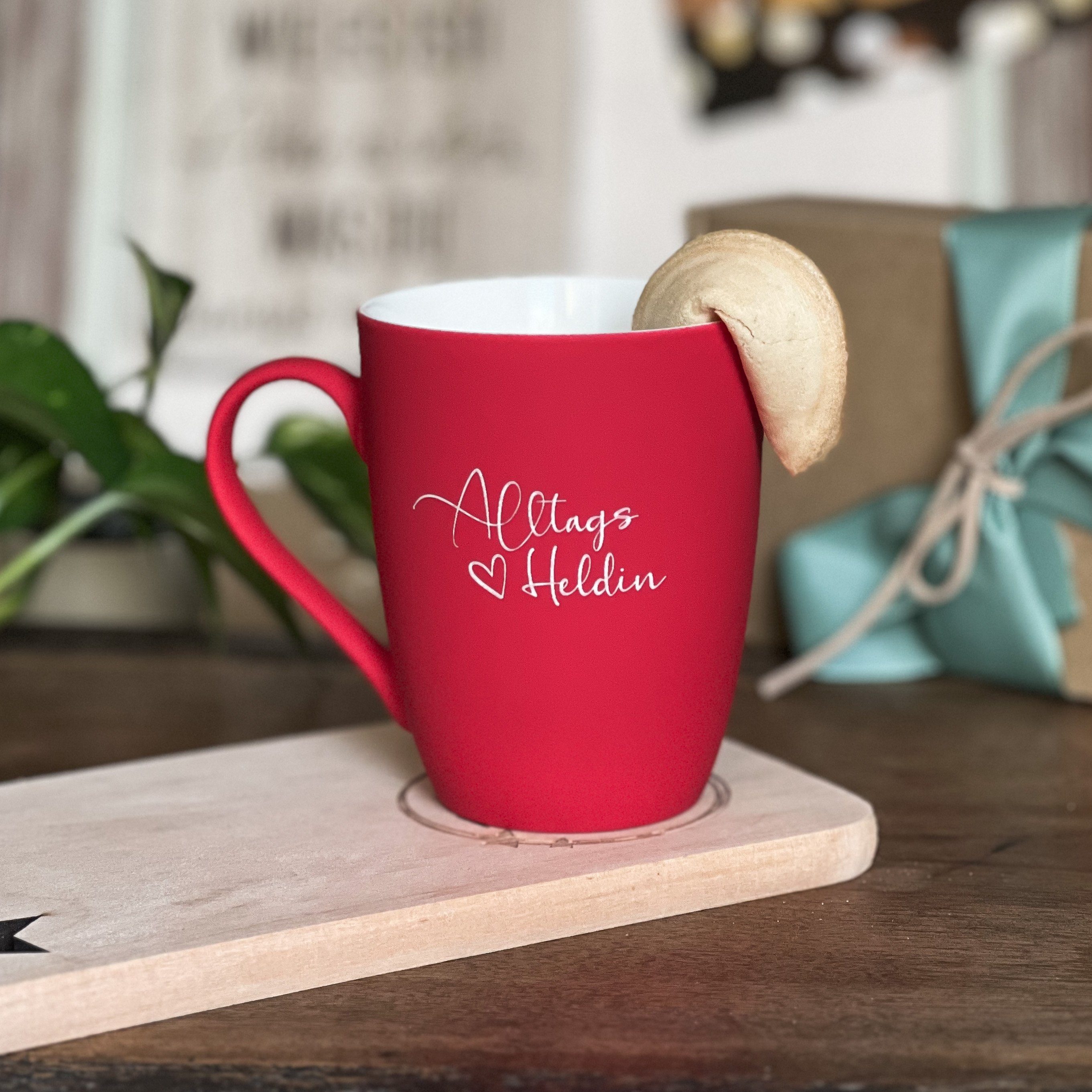 beidseitiger Tasse mit Spruchreif® Gravur SOFT-TOUCH-Tasse