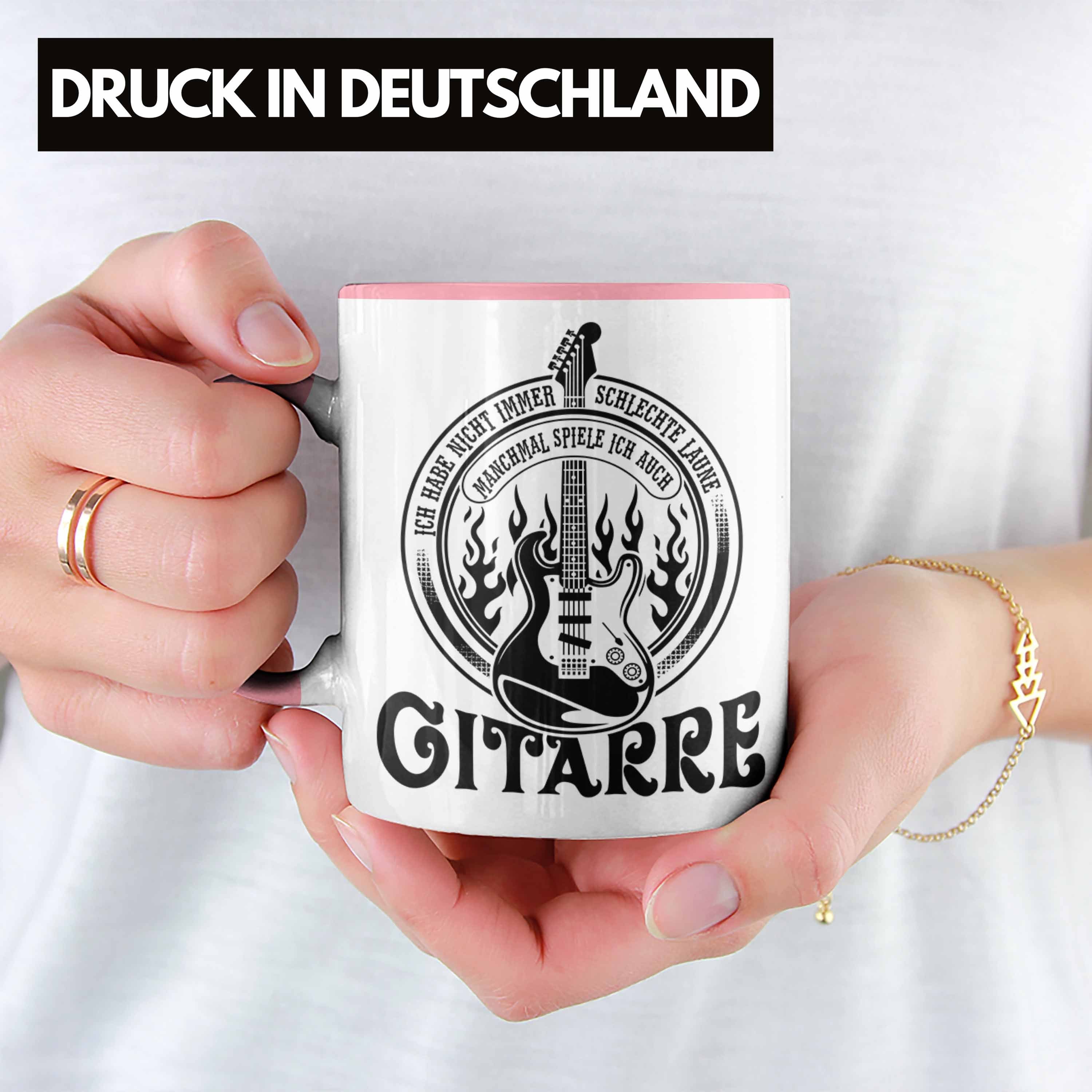 Trendation Tasse Gitarrenspieler Rosa Spruch Tasse Kaffee-Bech Geschenkidee Geschenk Gitarre
