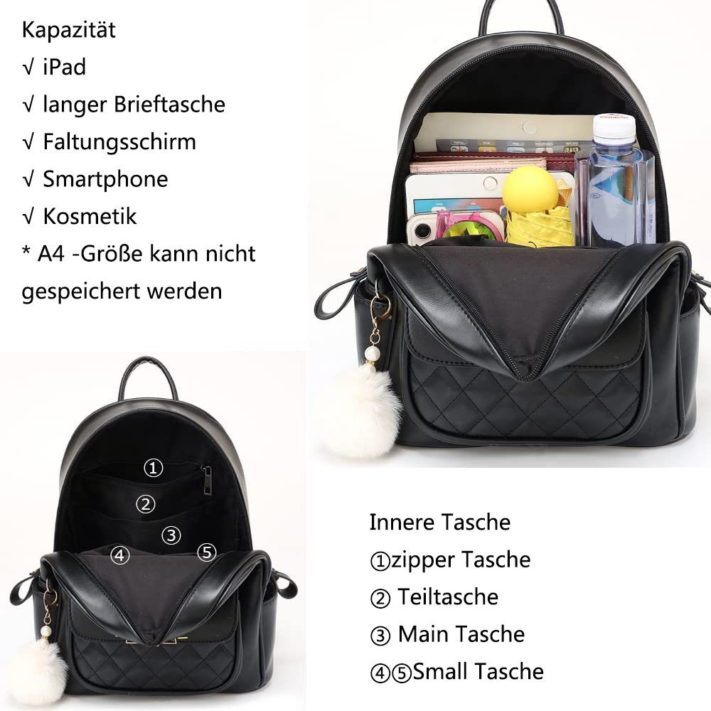 für Rucksack klein Damen Teenager GelldG Rucksack PU, Mini-Rucksack weiß leicht für