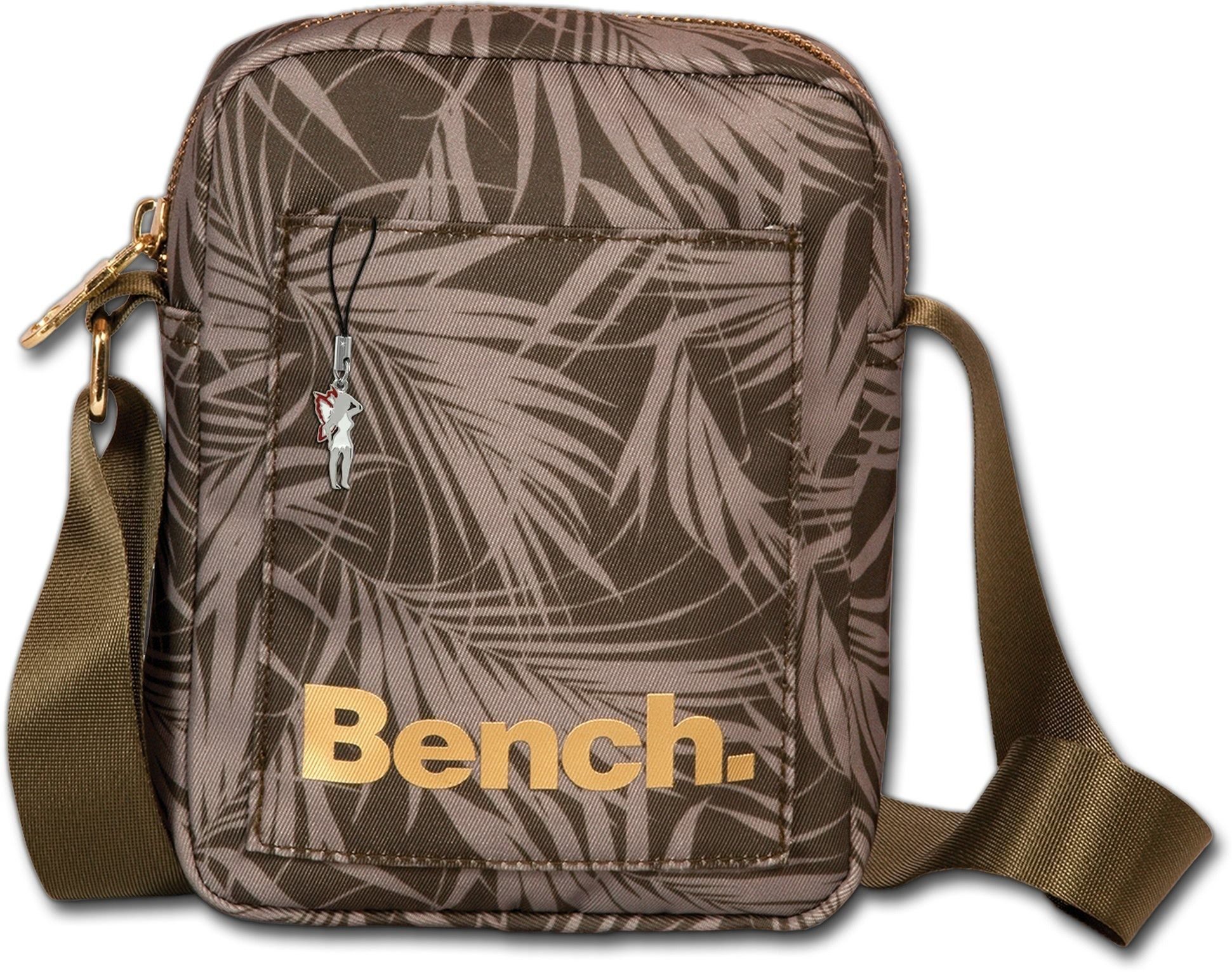 Bench. Umhängetasche Bench sportliche MiniBag Umhängetasche, Damen, Jugend  Tasche aus Nylon, Größe ca. 14cm in grün, oliv, Blätter-Print