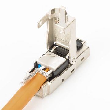 Digitus 5 Stück CAT 6A Stecker für Feldmontage Netzwerk-Adapter, geschirmt, für AWG 27/7 bis 22/1, Massiv- und Litzenleiter