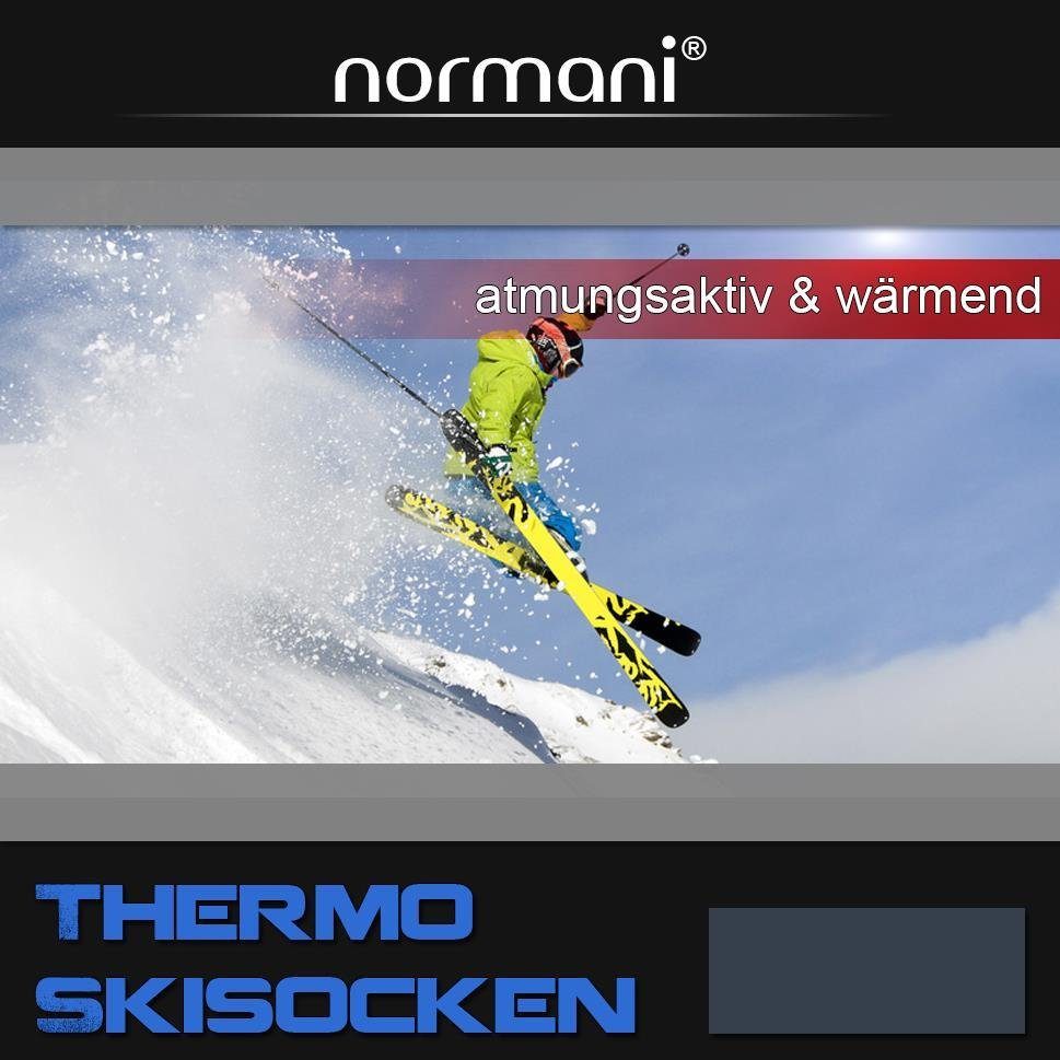 normani Schurwolle mit Paar) Ski-Kniestrümpfe Paar Skisocken 2 Orange/Schwarz/Grau (2 New-Style