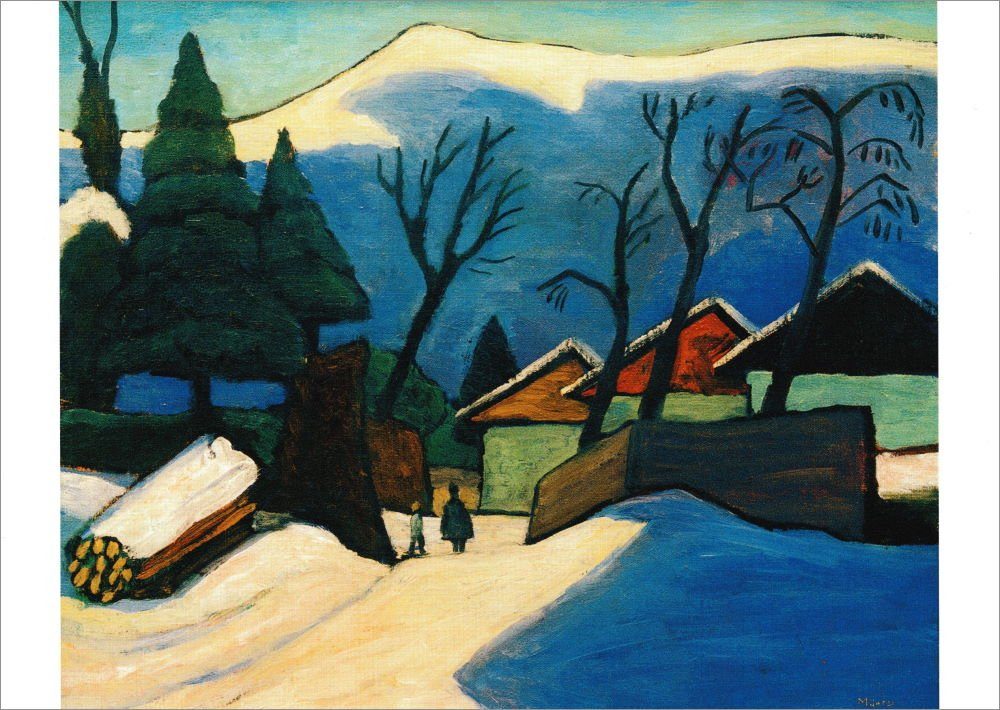 Postkarte Kunstkarte Gabriele Münter "Drei Häuser im Schnee"