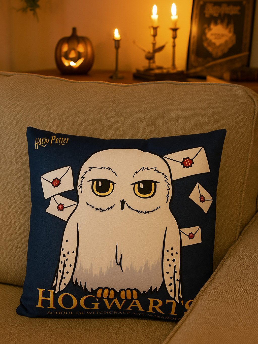 United Labels® Dekokissen Harry Potter - Hedwig - Hogwarts - School of Witchcraft and Wizardry