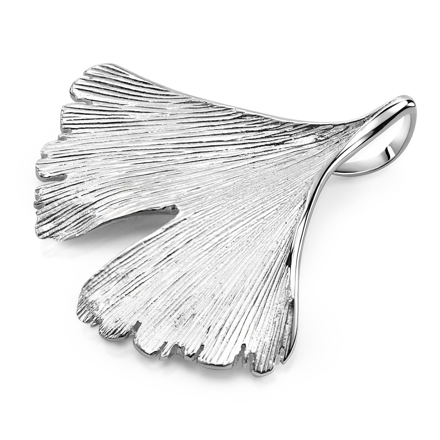 Materia Kettenanhänger Ginkgo / Ginkgoblatt Silber KA-277, 925 Sterling Silber, rhodiniert