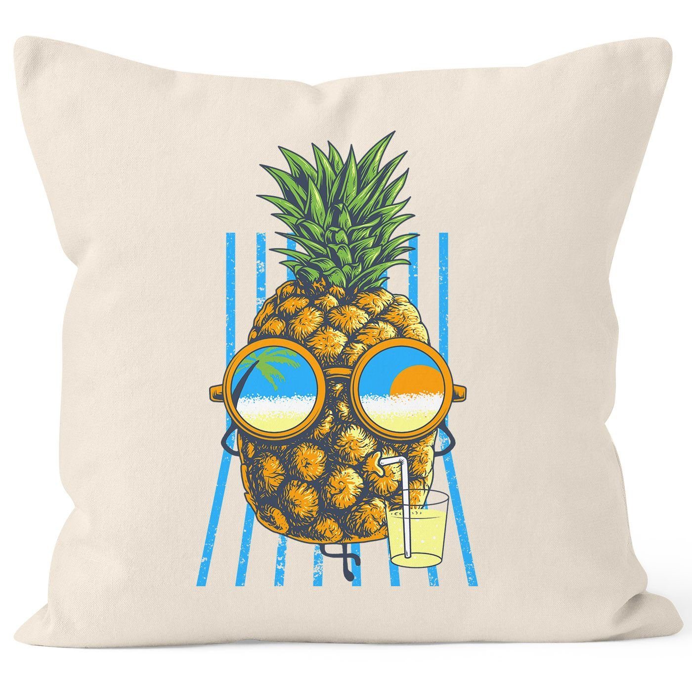 Autiga Dekokissen Kissenbezug chilling Ananas Pinapple Sommer Beach Cocktail 40x40 Autiga® natur