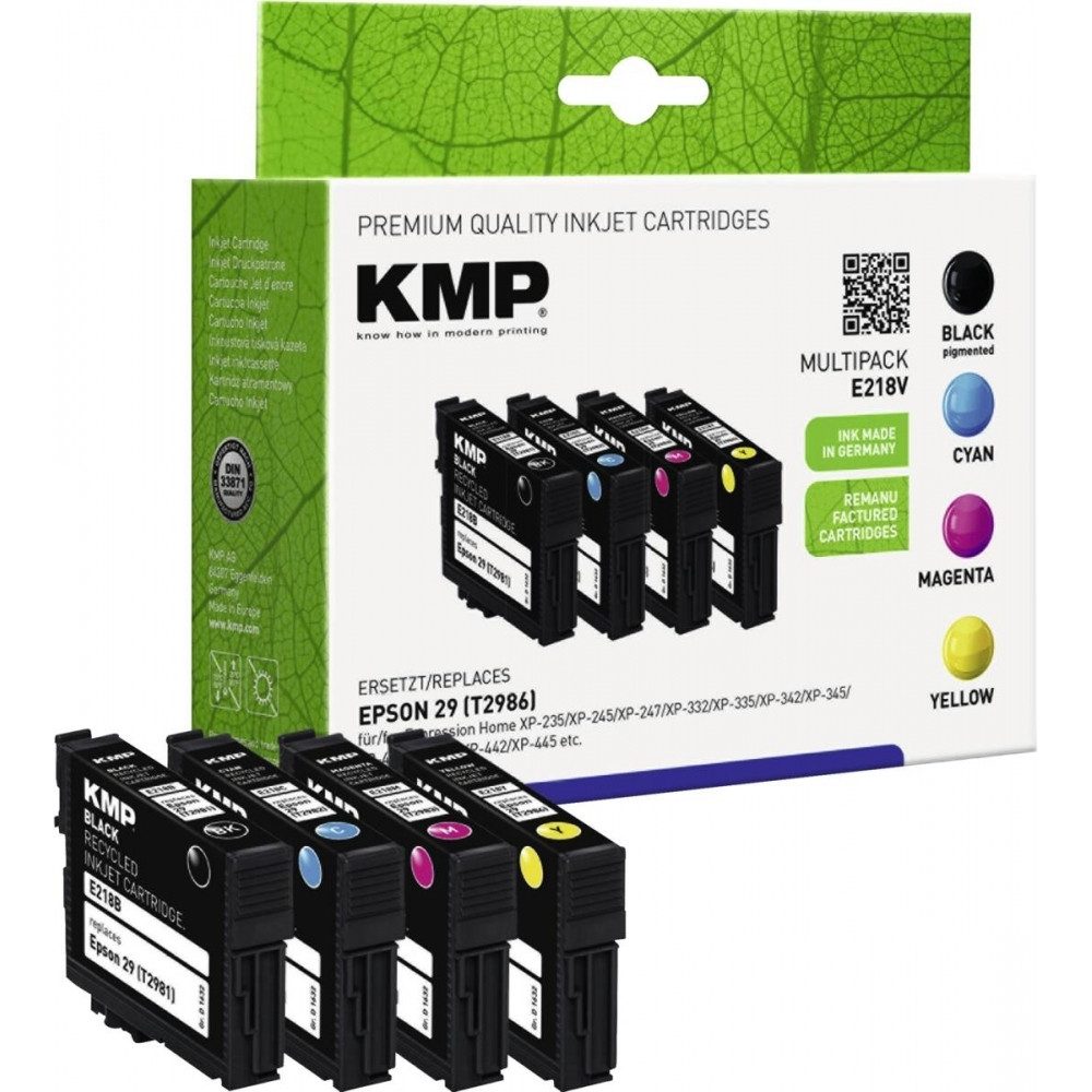 KMP KMP E218V Multipack für Epson 29 Druckerpatronen Nachfülltinte (für Epson, x, 4-farbiges Multipack, kompatibel mit Epson 29)