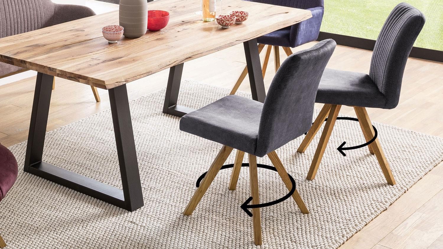 MCA furniture Polsterstuhl 2er Set Drehstuhl Oklahoma Polsterstuhl Forza anthrazit