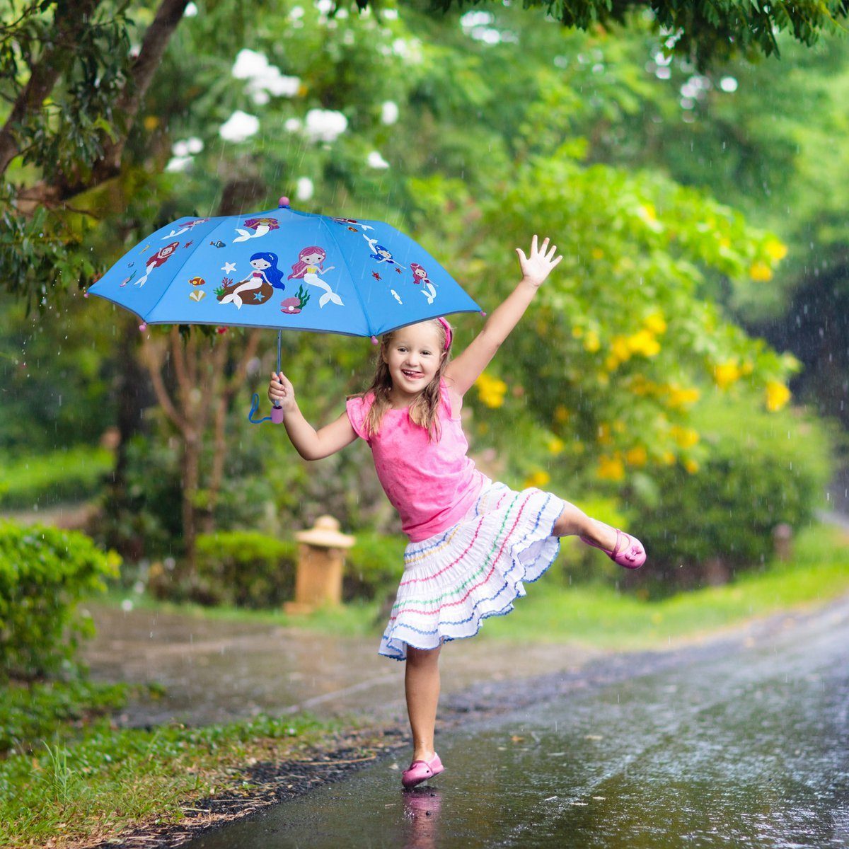- Farbe wechselt die Magic Taschenregenschirm bei Meerjungfrau, Kinder HECKBO Regen Regenschirm