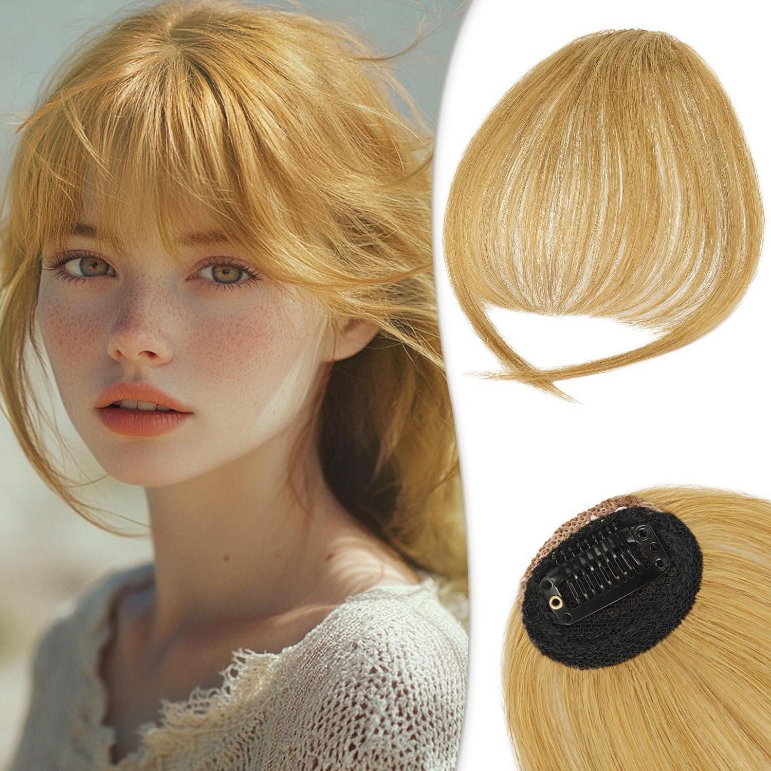 LuxusKollektion Echthaar-Extension Pony Clip Echthaar Front Extensions 5.5g (Packung mit 1) Asche Blond