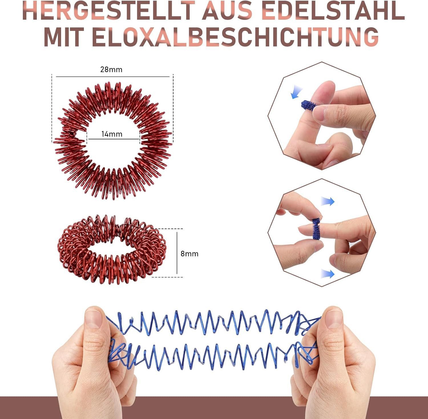 FELIXLEO Shiatsu-Akupressurgerät Massageringe für Finger, 8 Farben Stachelige Sensorische