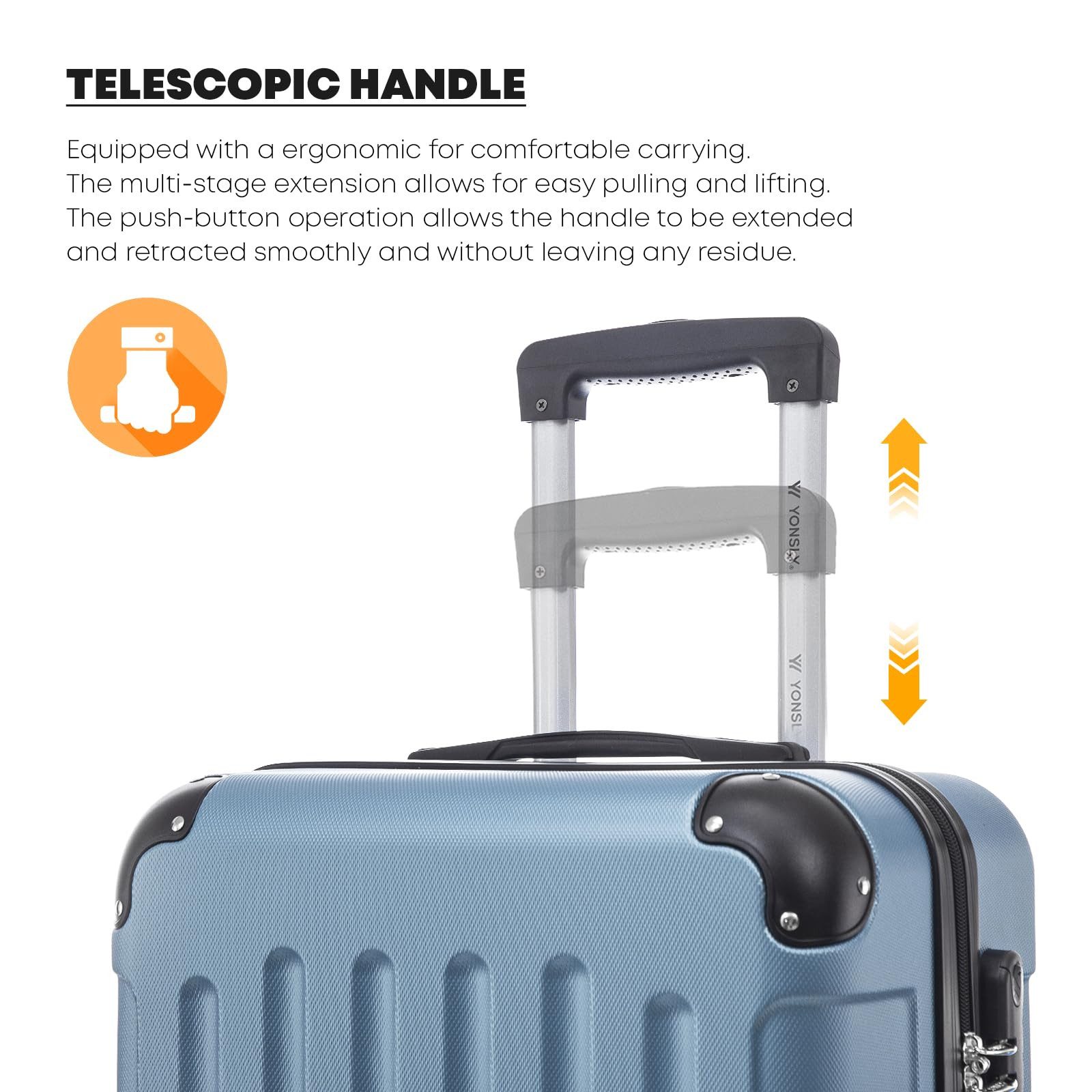 YONSLY Trolleyset Hartschalen-Reisekoffer Rollkoffer Trolley Gepäckset aus ABS, 4 Rollen, (Reiseset, 2 tlg., Größen L&XL), mit 360° Doppelrollen, Zahlenschloss und ergonomischem Gummigriff