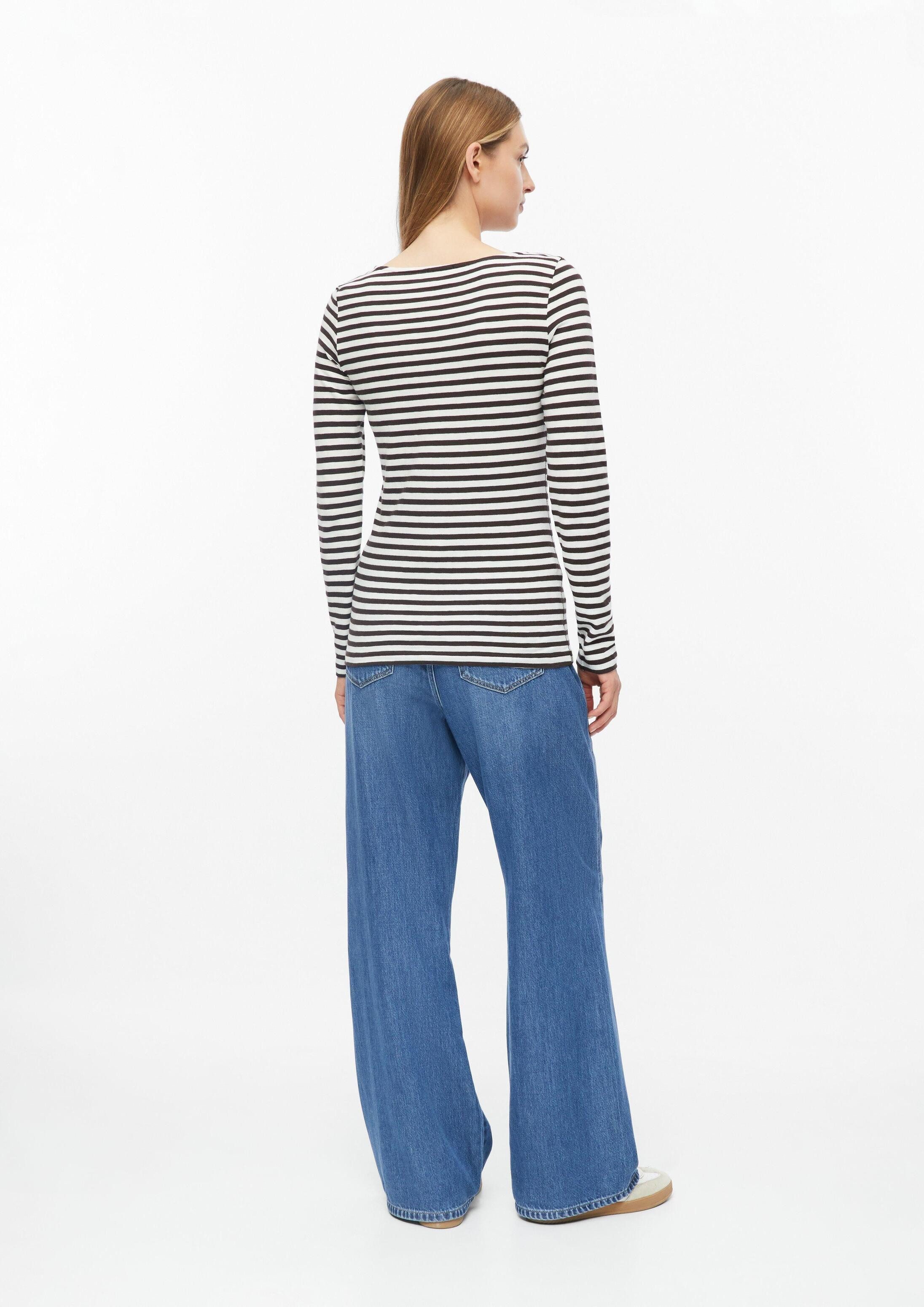 s.Oliver Langarmshirt T-Shirt Gestreiftes Langarmshirt aus Flammgarn mit U-Boot-Ausschnitt – Bild 3 von 5