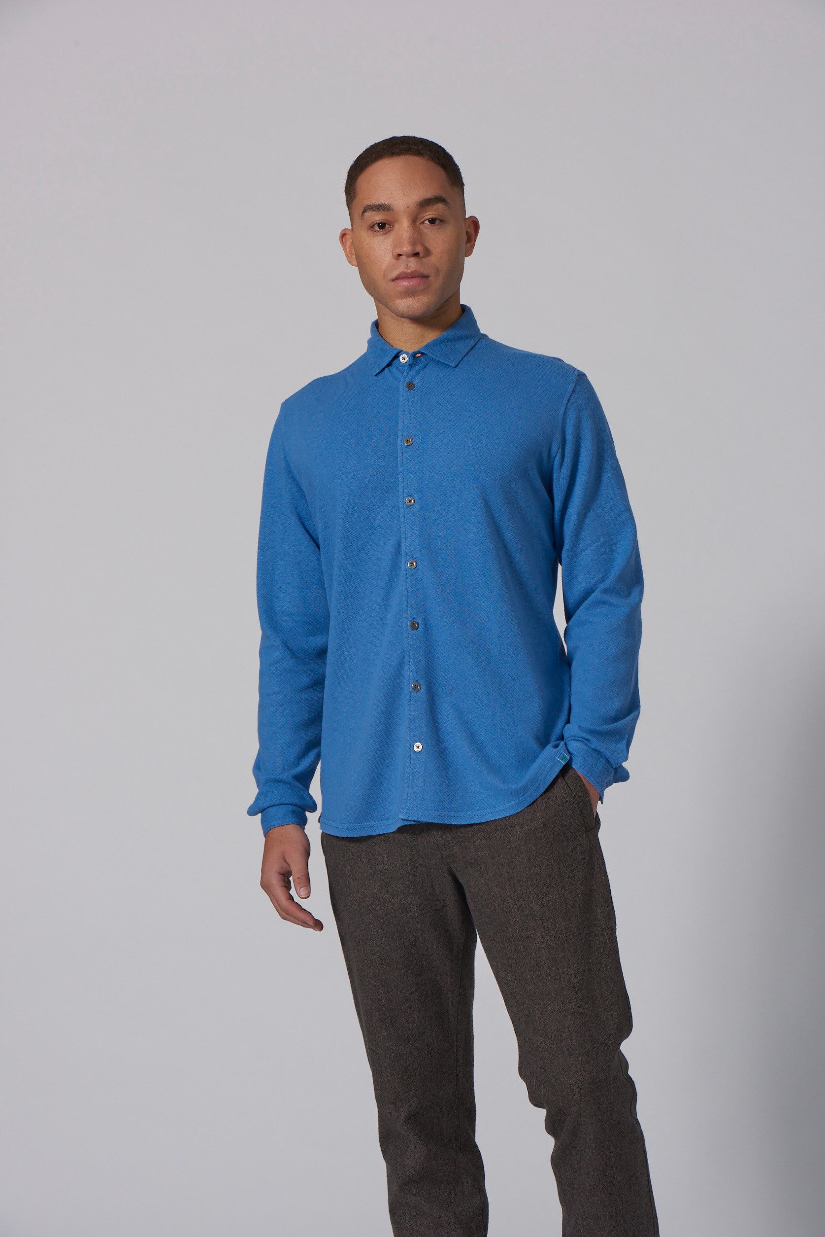 HempAge Langarmhemd Slubjersey Hemd aus Hanf/Biobaumwolle Slim Fit