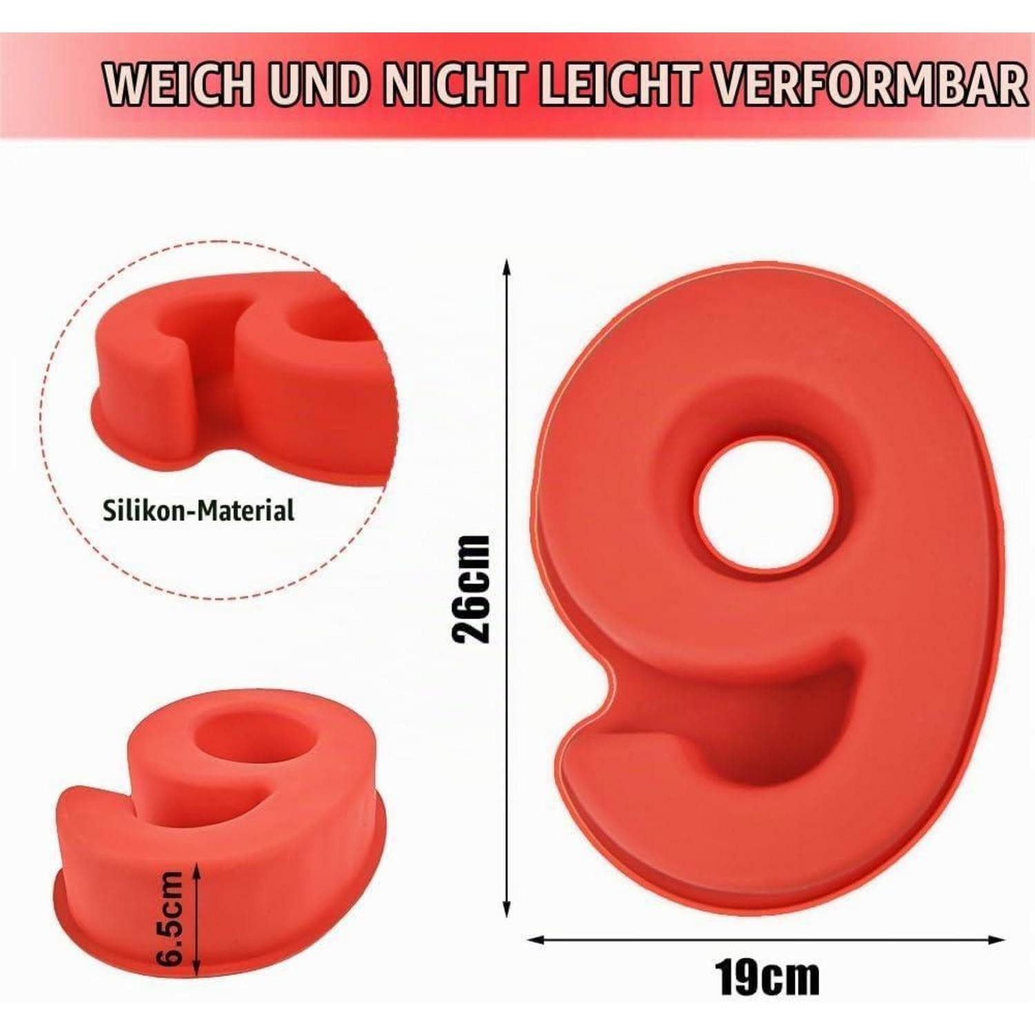 LuxusKollektion Backform Kuchenform Zahlen Groß Rot Silikon