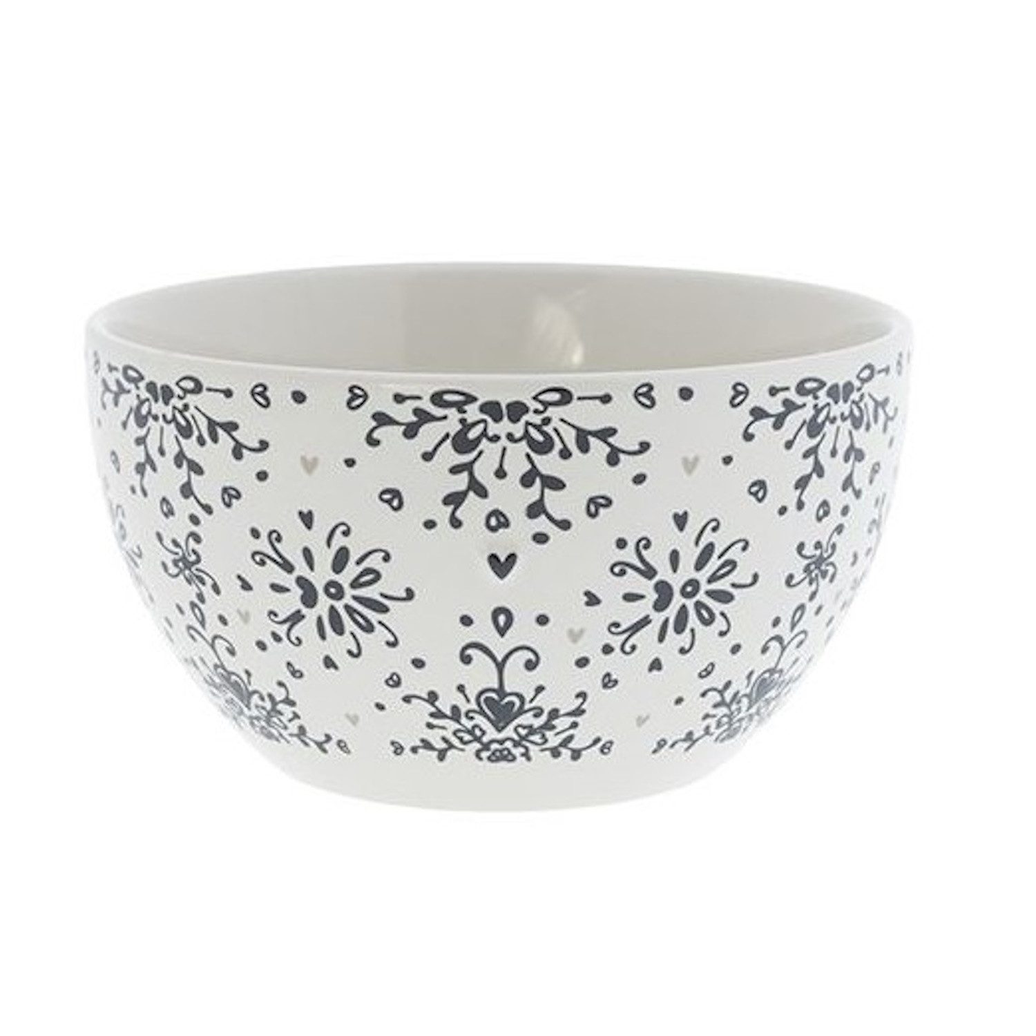 Bastion Collections Dessertschale Schwarzes Herz, Keramik, Spülmaschinengeeignet, Weiß, Motiv: Herz