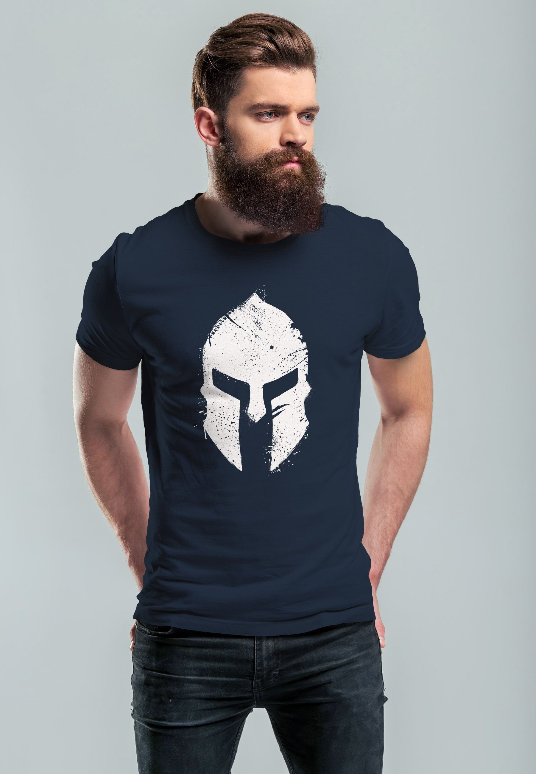 Neverless Print-Shirt Herren T-Shirt Print Sparta-Helm günstig online kaufen