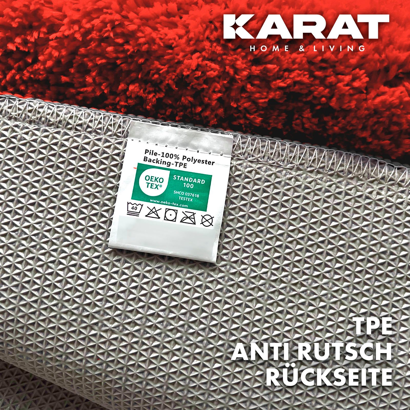 Karat Badematte Atlantis, Rutschhemmende Rückseite, Reckteckig, Polyester, In verschiedenen Farben & Größen