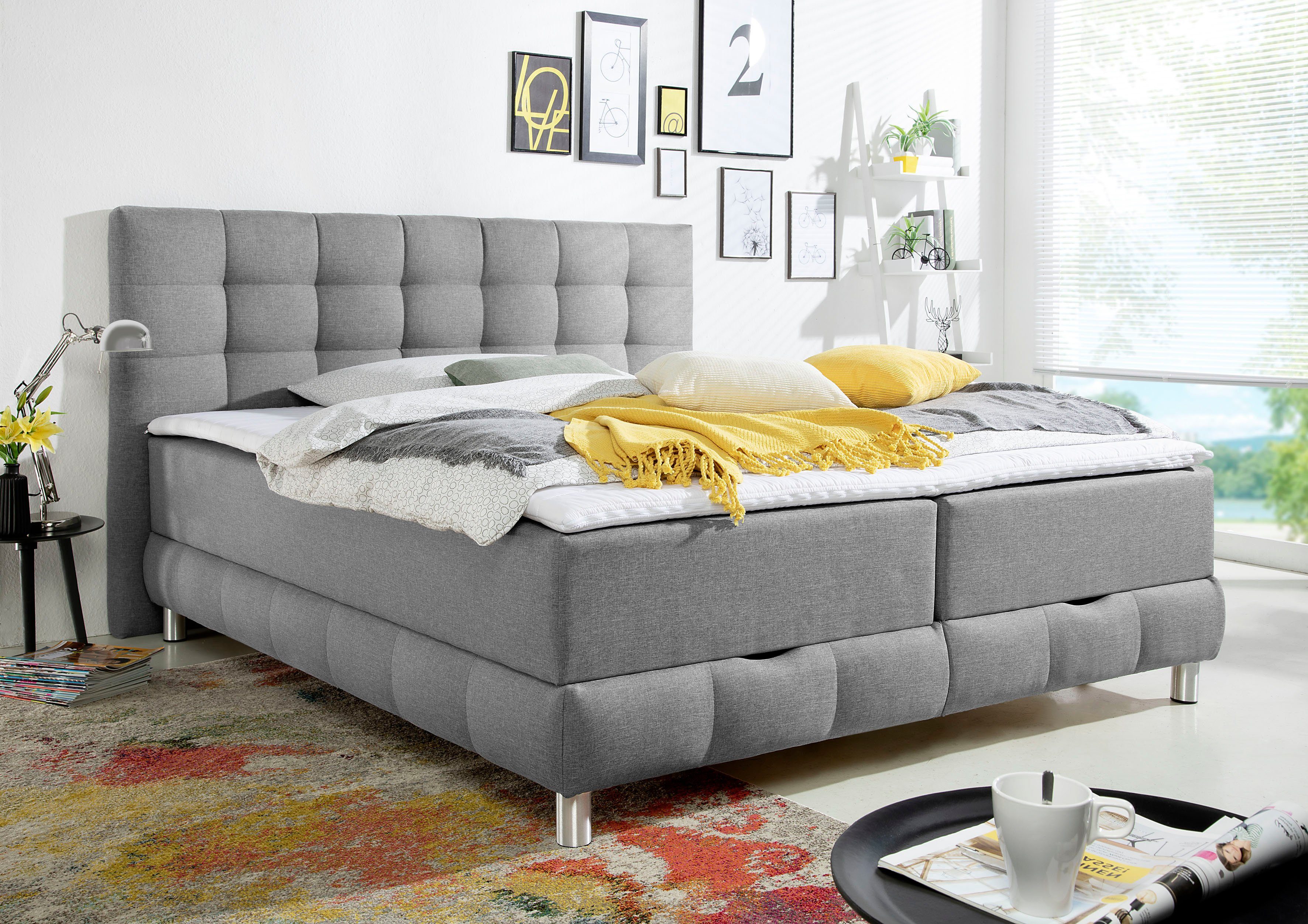 Home affaire Boxbett Vaasa, inkl. Bettkasten & Topper, XXL-Ausführung, Überlänge 220 cm