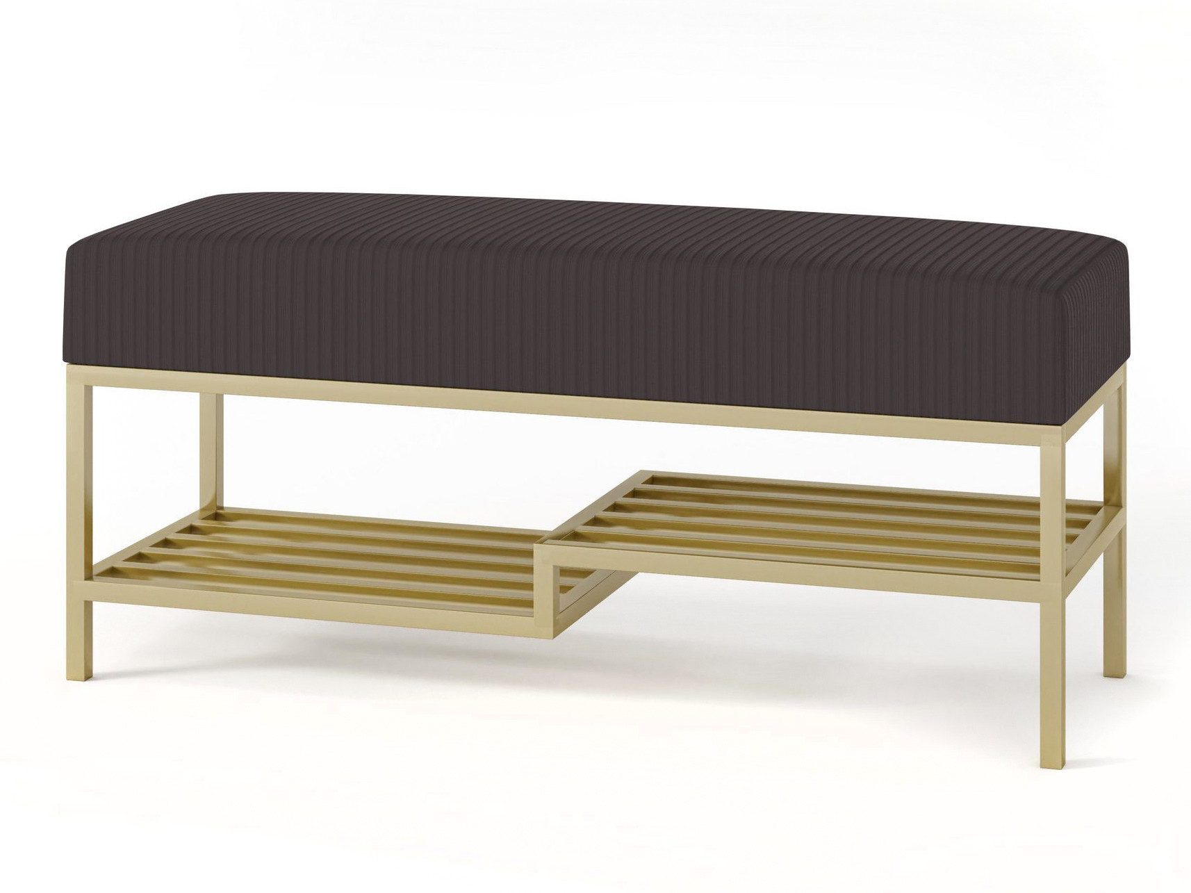 Beautysofa Polsterbank Moderne, modische elegante Bank mit Schuhregal SHELF (B:80/100/H:45/T:35cm), Metallbasis in den Farben: weiß,schwarz,gold