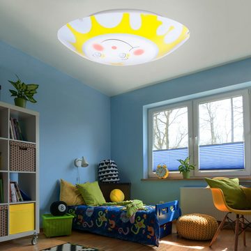 etc-shop Dekolicht, Leuchtmittel inklusive, Warmweiß, Kinder Decken Sonnen Glas Lampe Spiel Zimmer Beleuchtung im Set inkl.-