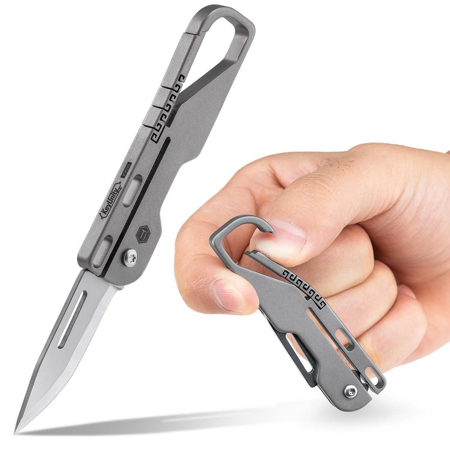 LuxusKollektion Allesschneider Klappmesser Titan Karabiner EDC