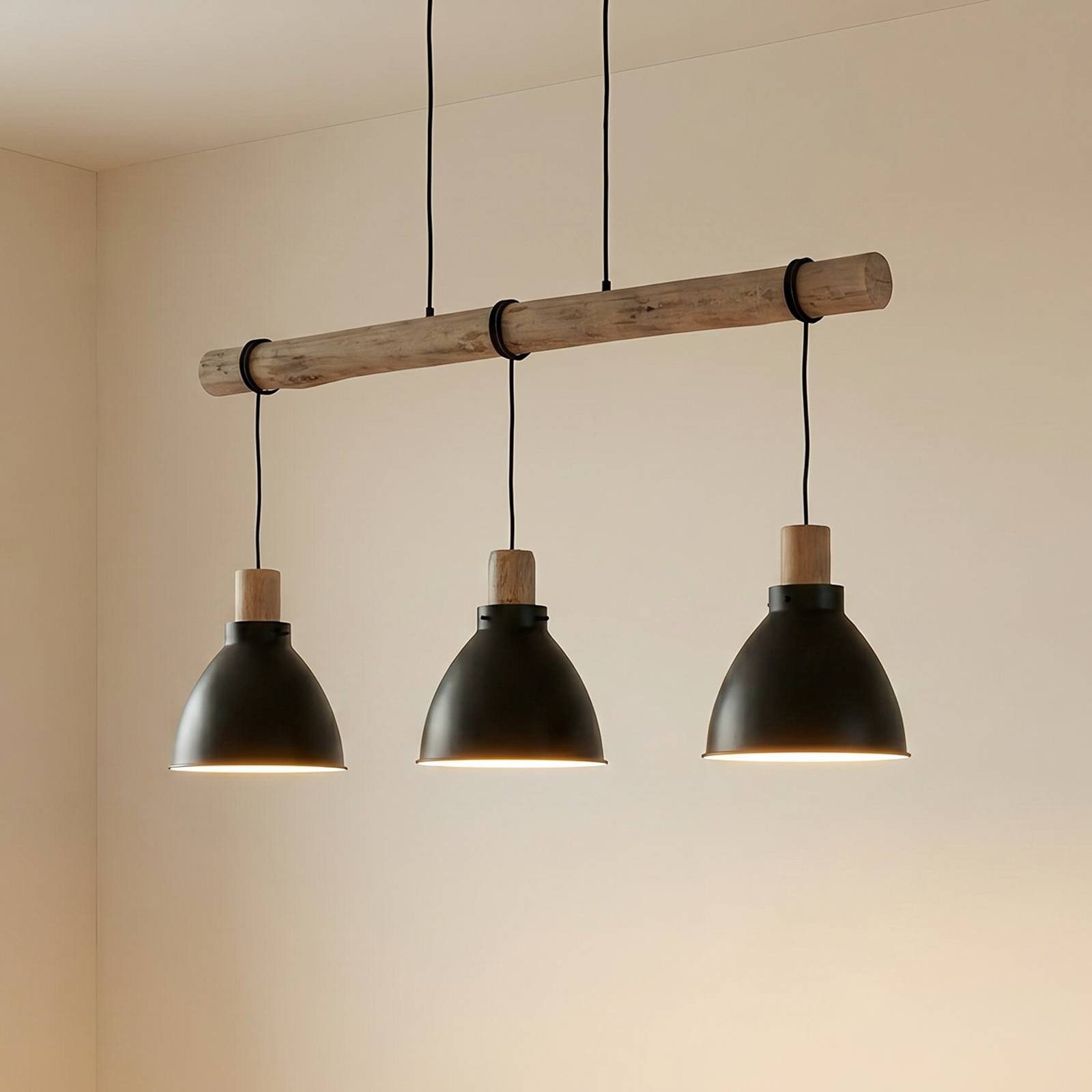 Lindby Hängeleuchte Trebale, Metall, Schwarz IP20, 3 x 60 W