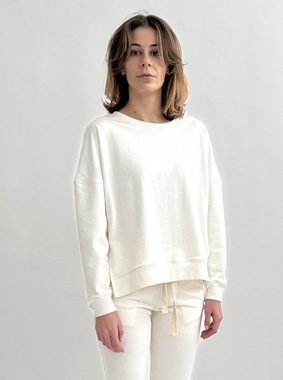 Zuckerwatte Sweatshirt mit edlem Logoprint aus wertiger Baumwollmischung, seitlich geschlitzt