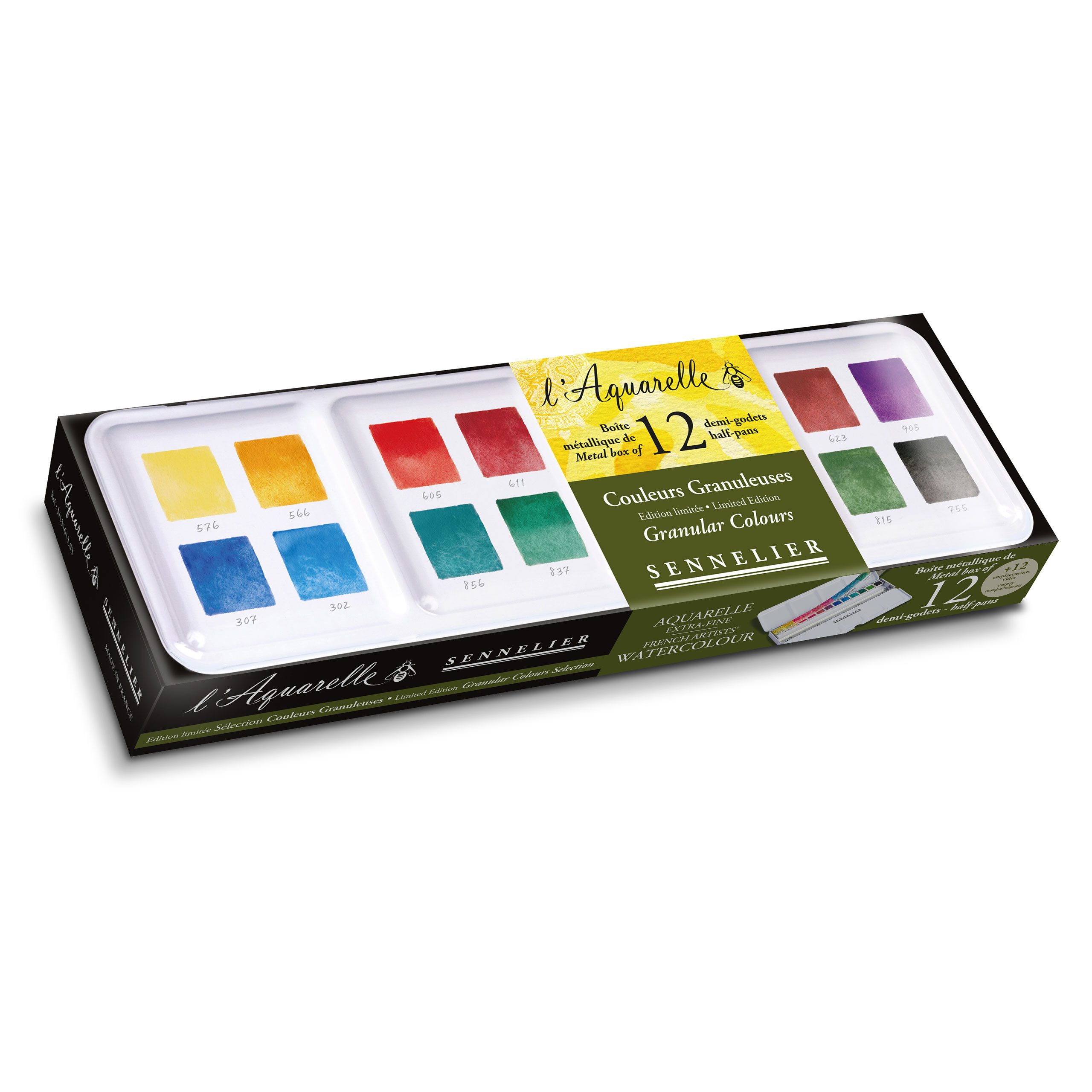 SENNELIER Aquarellfarbe Aquarellfarben - Granulierende Farben 12 halbe Näpfchen N131613.01
